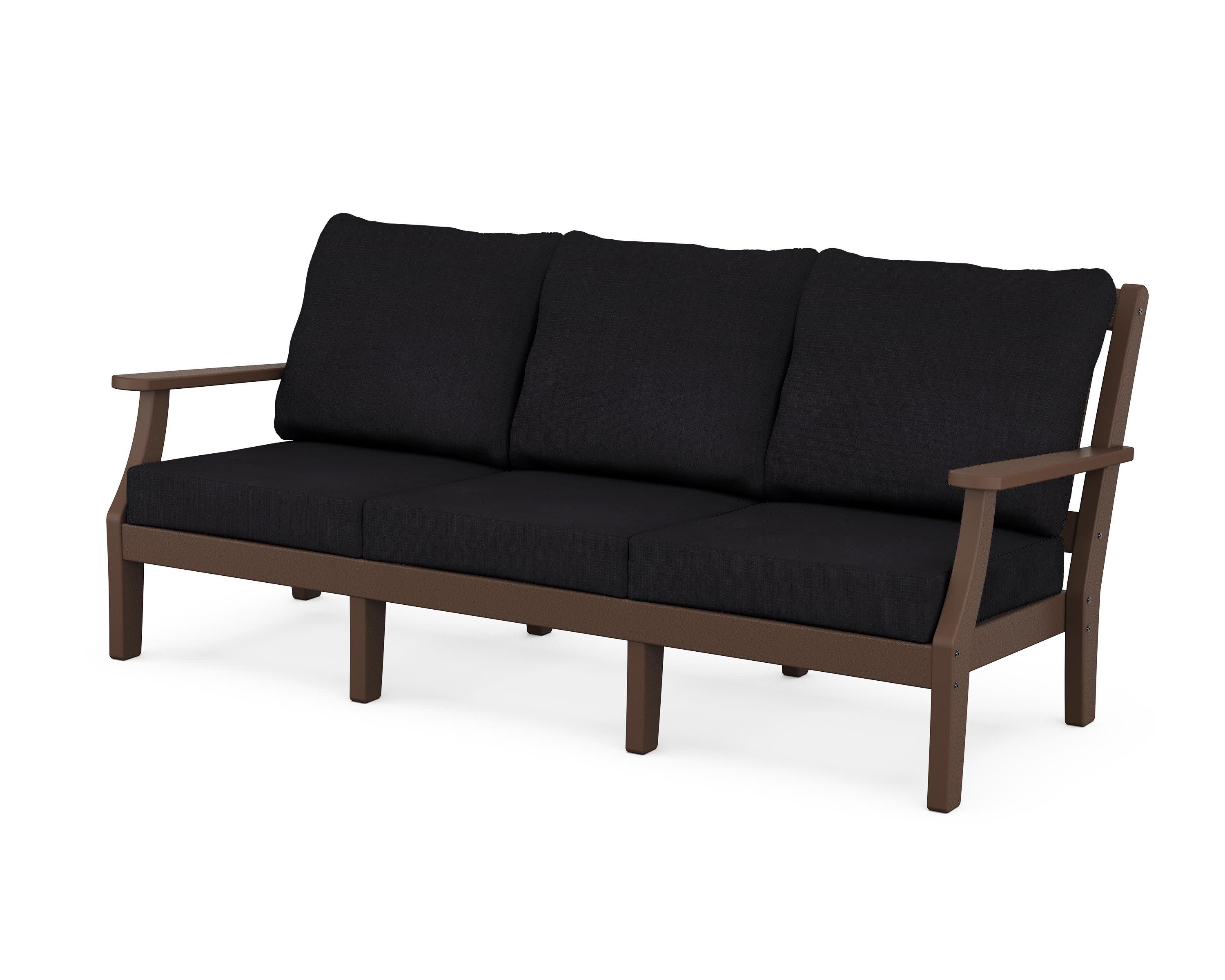 Chinoiserie Deep Seating Sofa in Mahogany / Midnight Linen