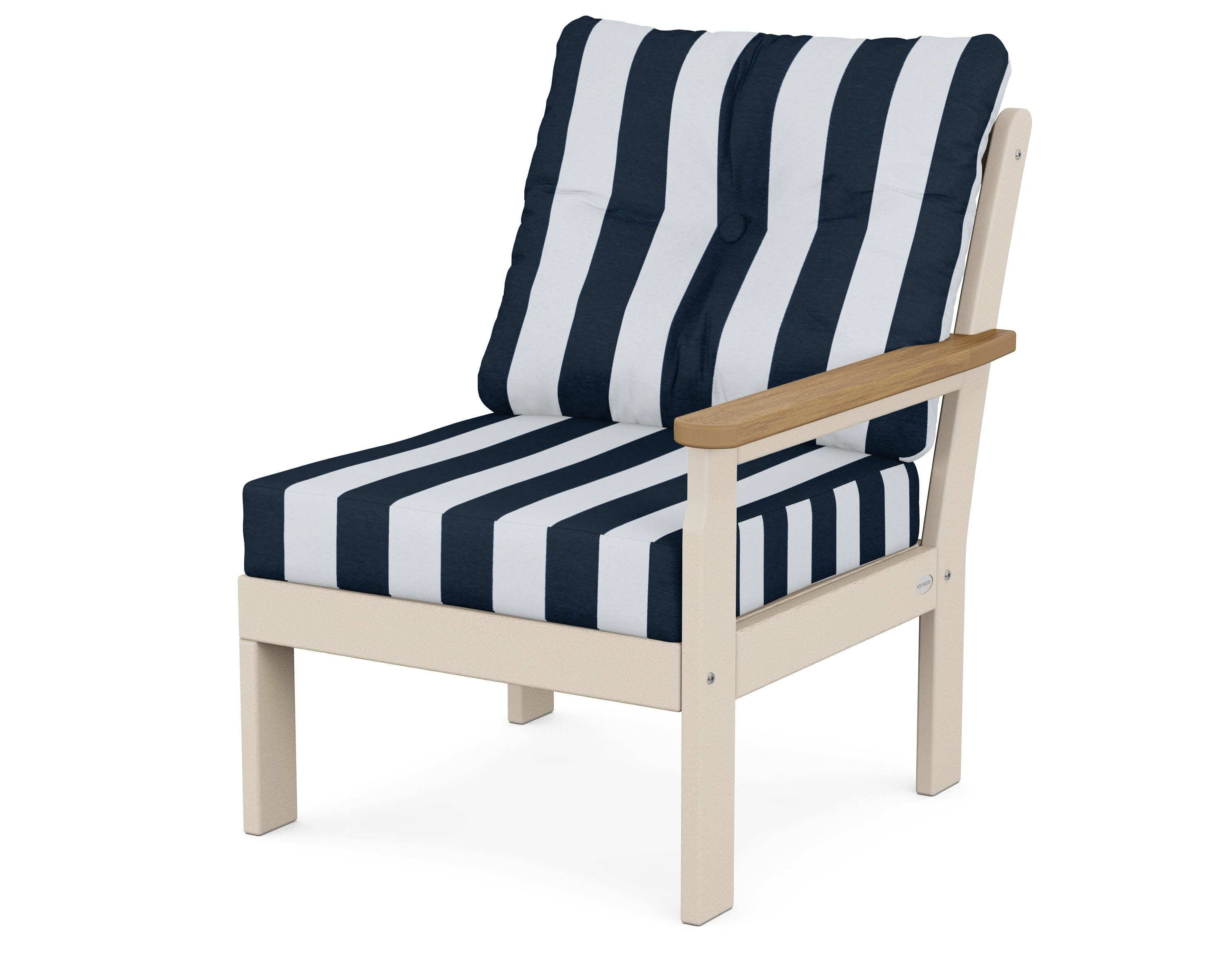 Vineyard Modular Right Arm Chair in Sand / Natural / Cabana Stripe Marine Indigo