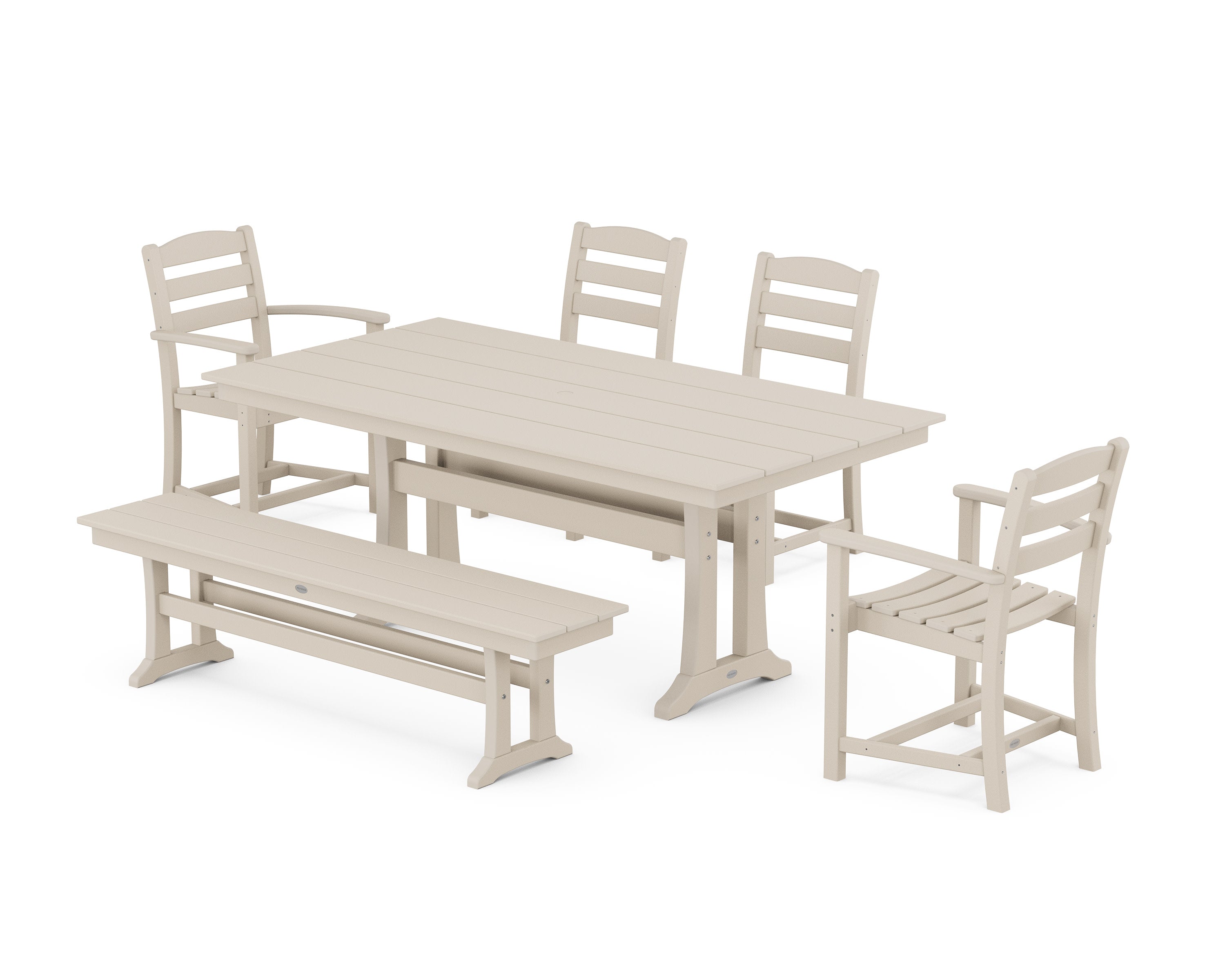 La Casa Cafe 6-Piece Farmhouse Dining Set With Trestle Legs in Sand