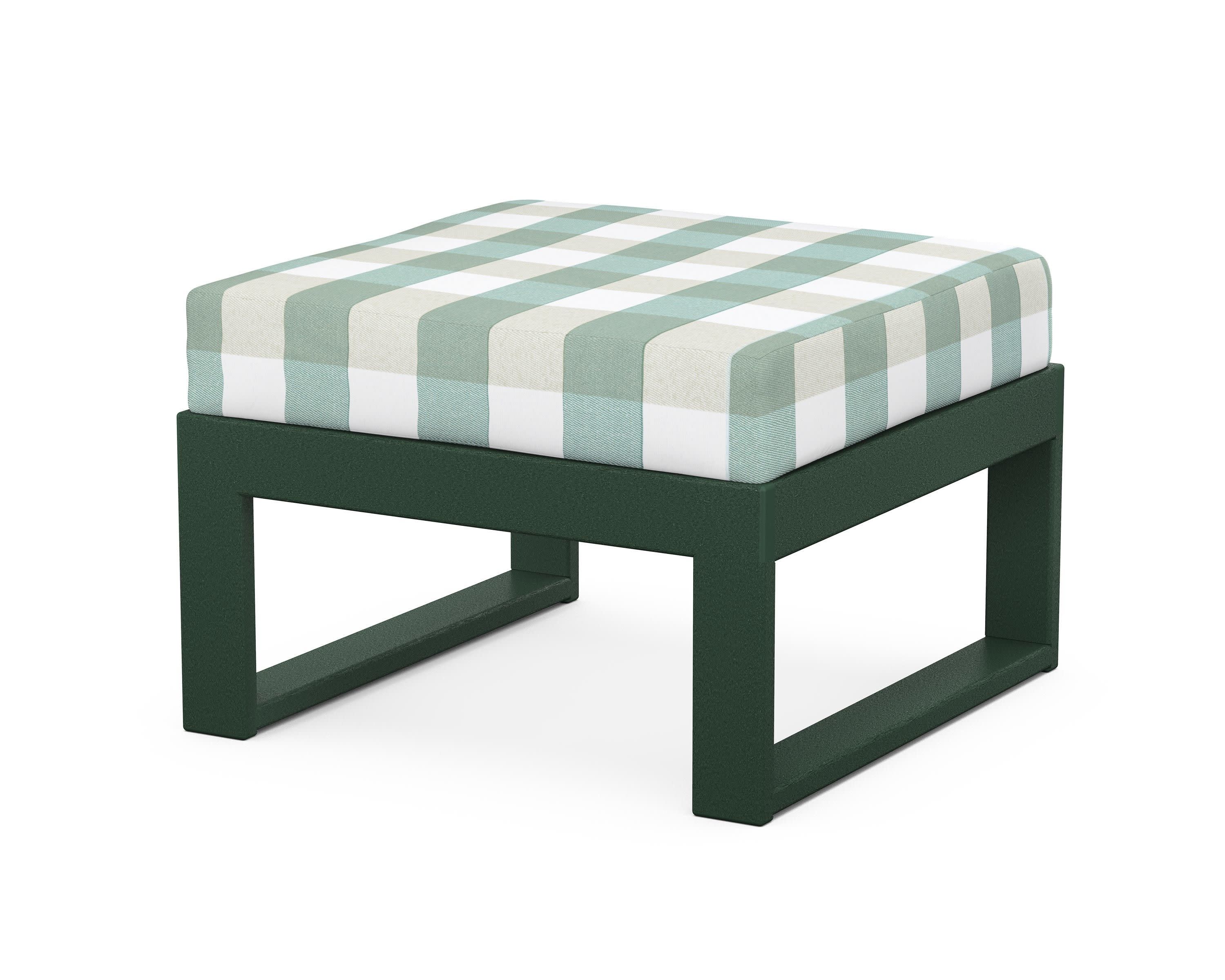 Modular Ottoman - Modern in Green / Buffalo Plaid Glacier Spa
