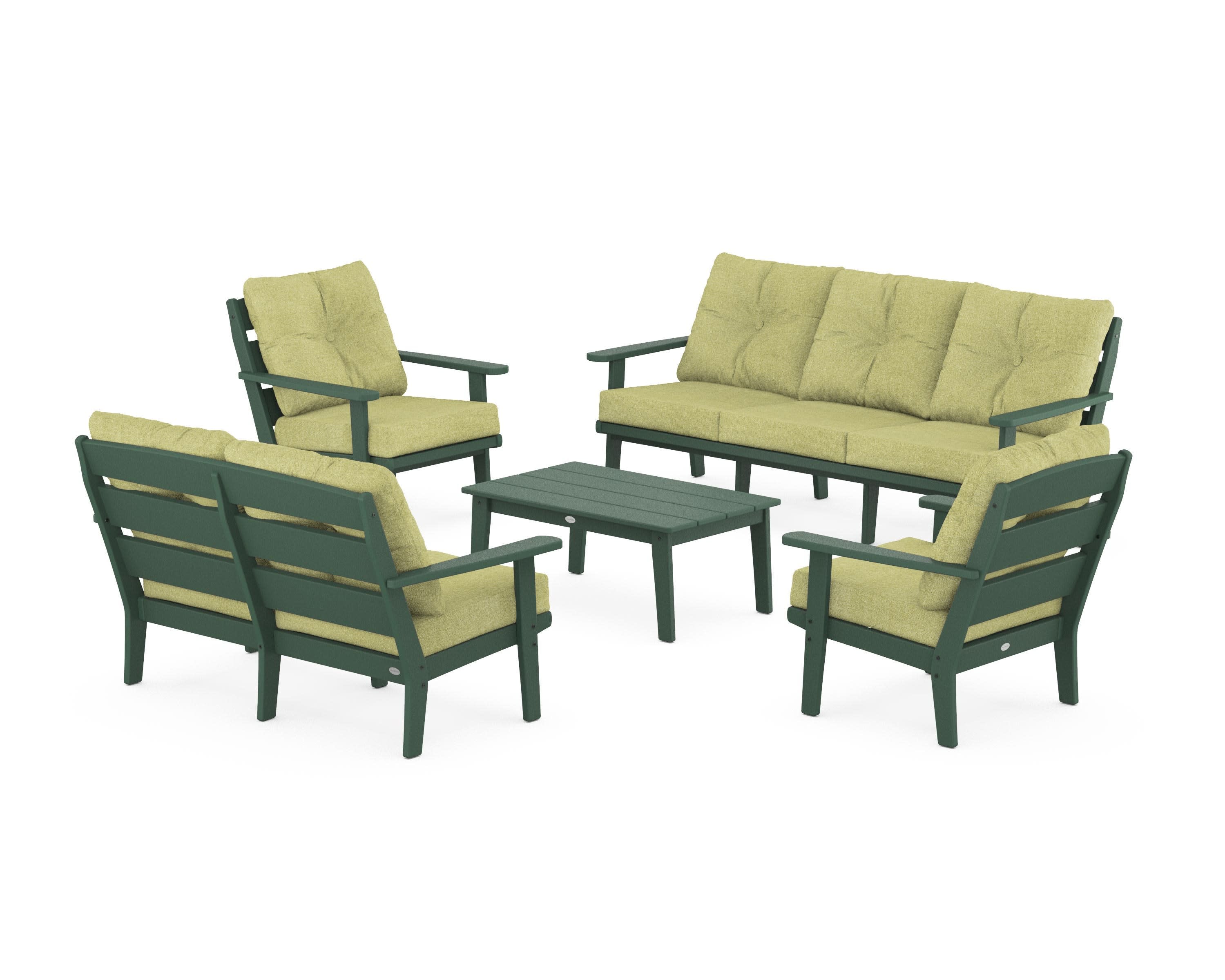Lakeside 5-Piece Lounge Sofa Set in Green / Chartreuse Boucle