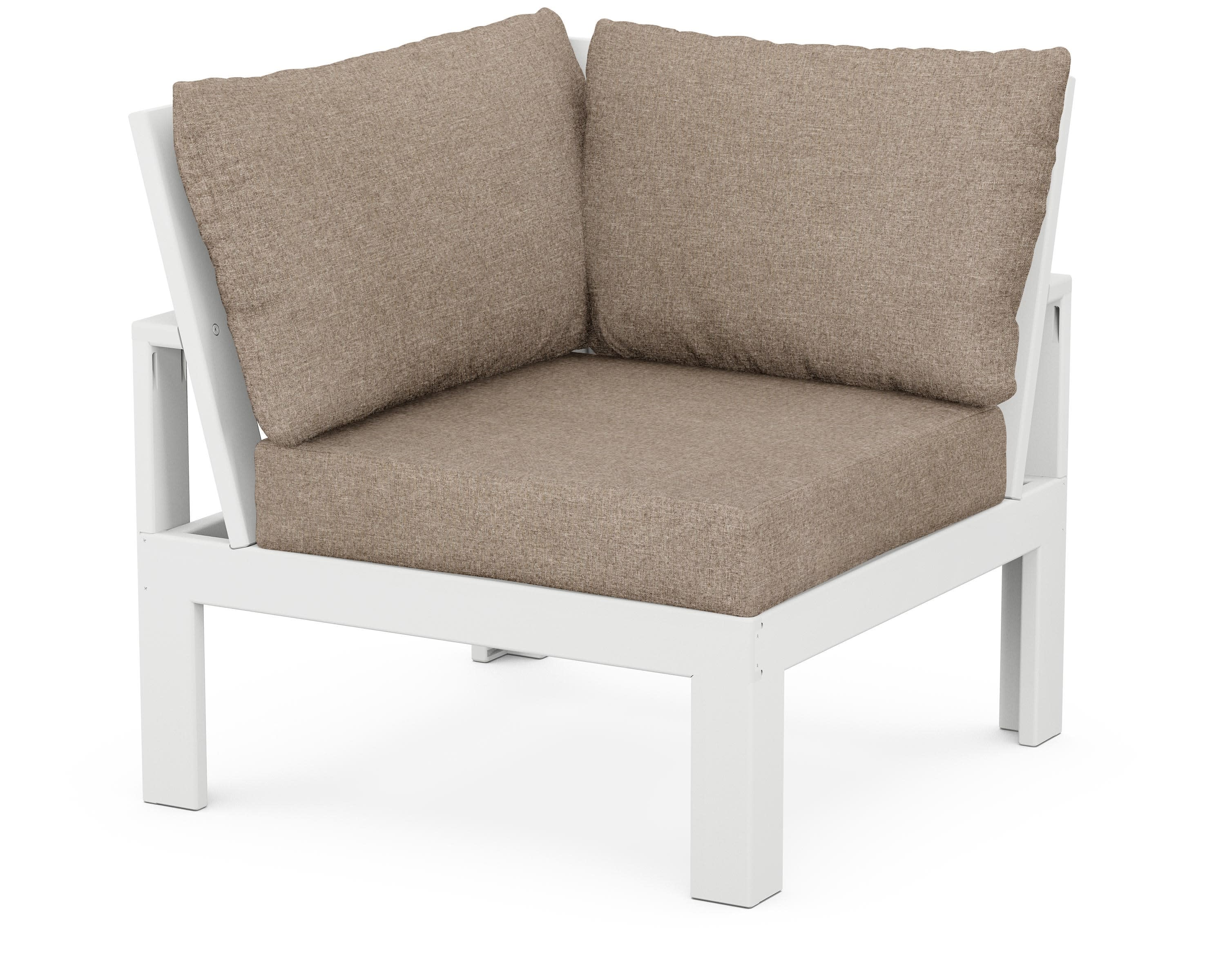 Modular Corner Chair in White / Spiced Burlap