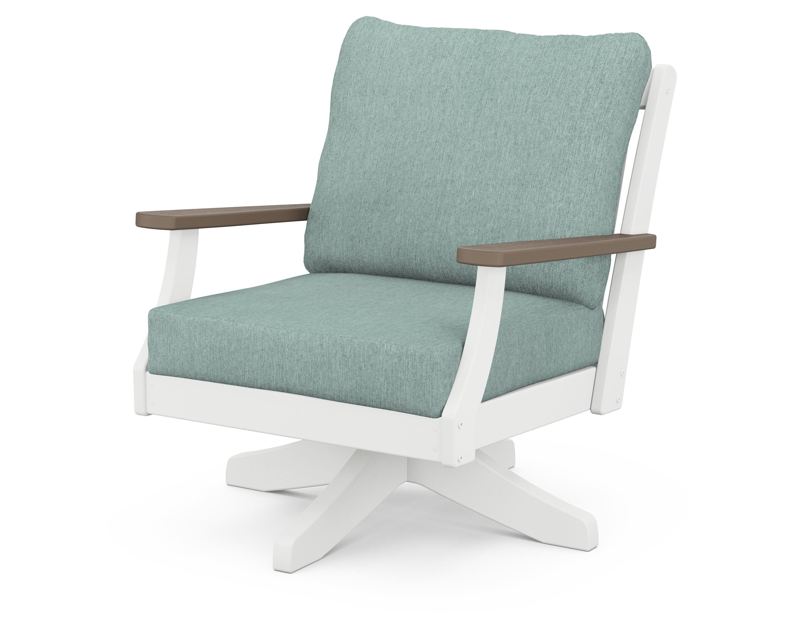 Braxton Deep Seating Swivel Chair in White / Kona / Glacier Spa