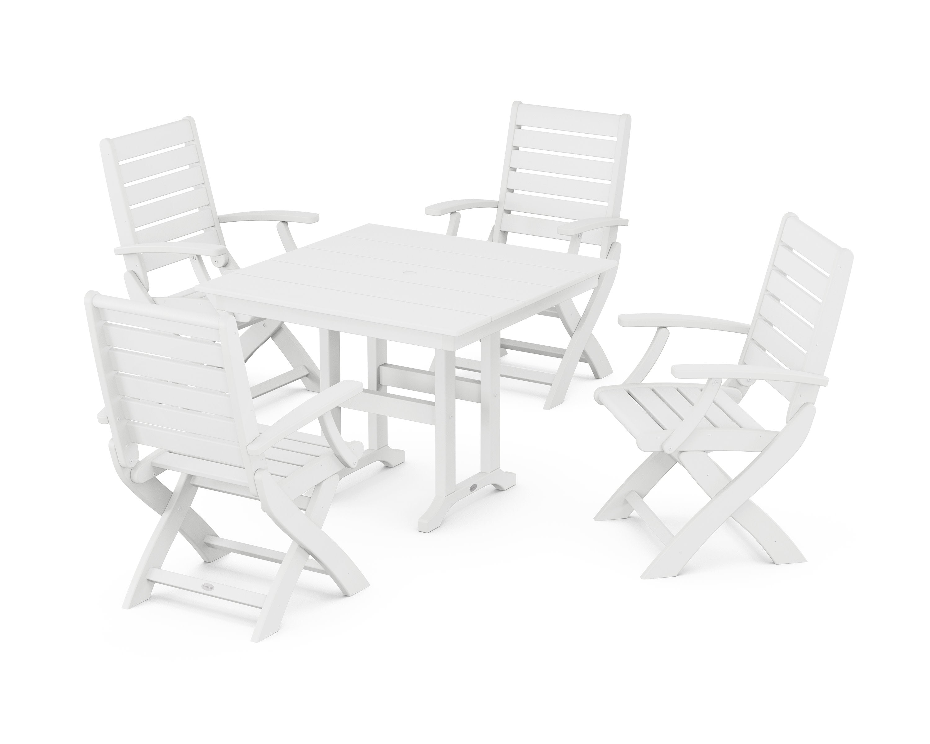 Signature Folding Chair 5-Piece Farmhouse Dining Set in White