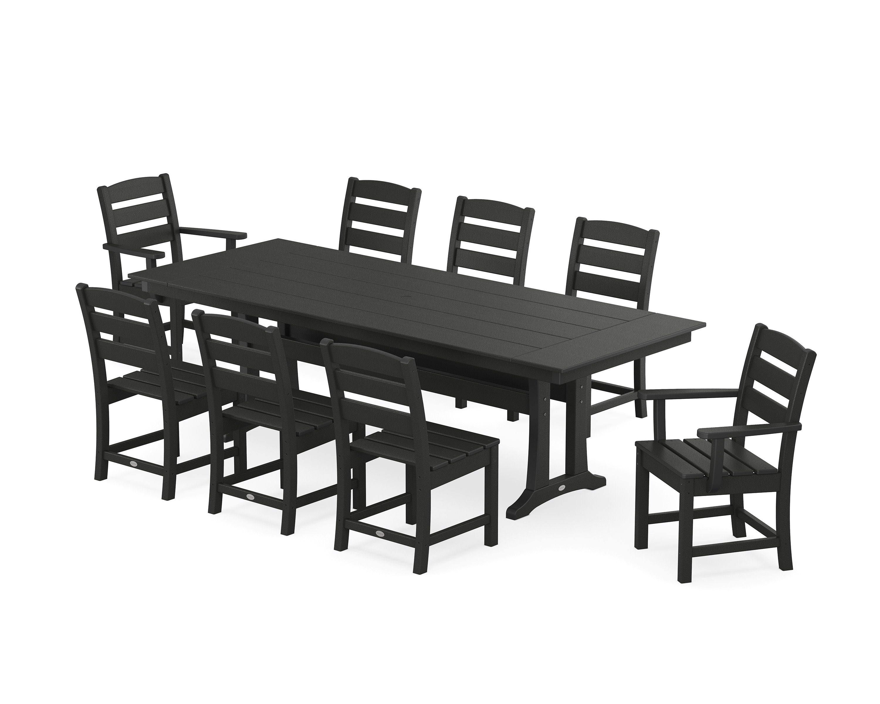 Lakeside 9-Piece Farmhouse Dining Set with Trestle Legs in Black