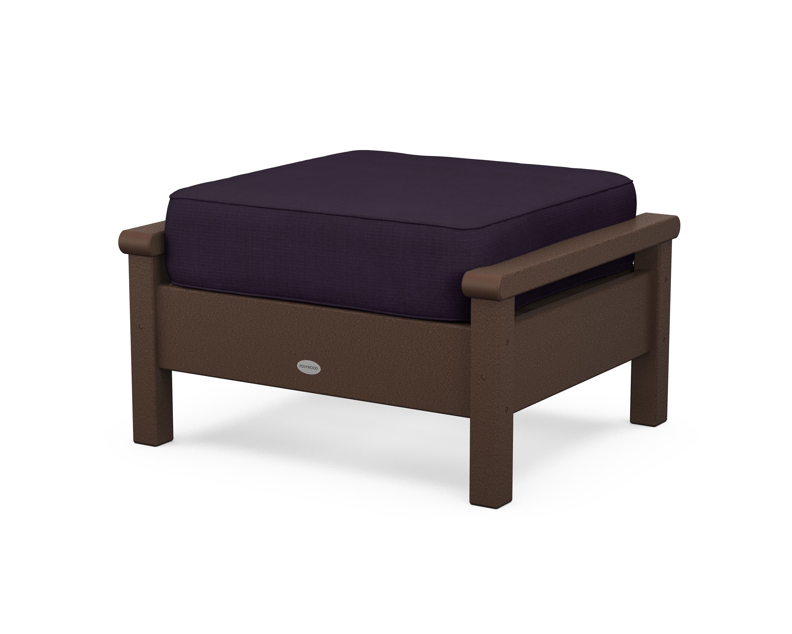 Harbour Deep Seating Ottoman in Mahogany / Navy Linen