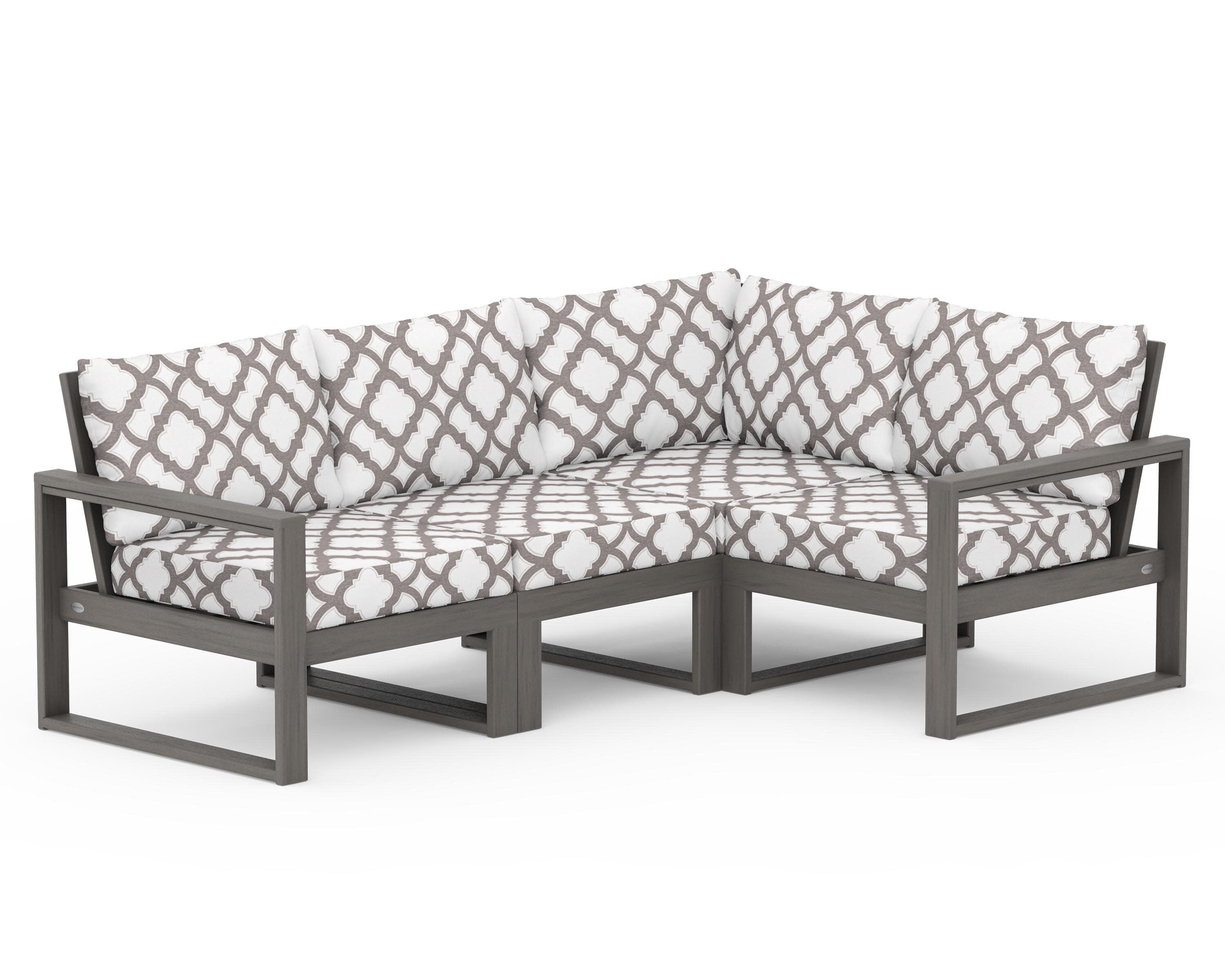 EDGE 4-Piece Modular Deep Seating Set in Driftwood / Trellis Grey Mist