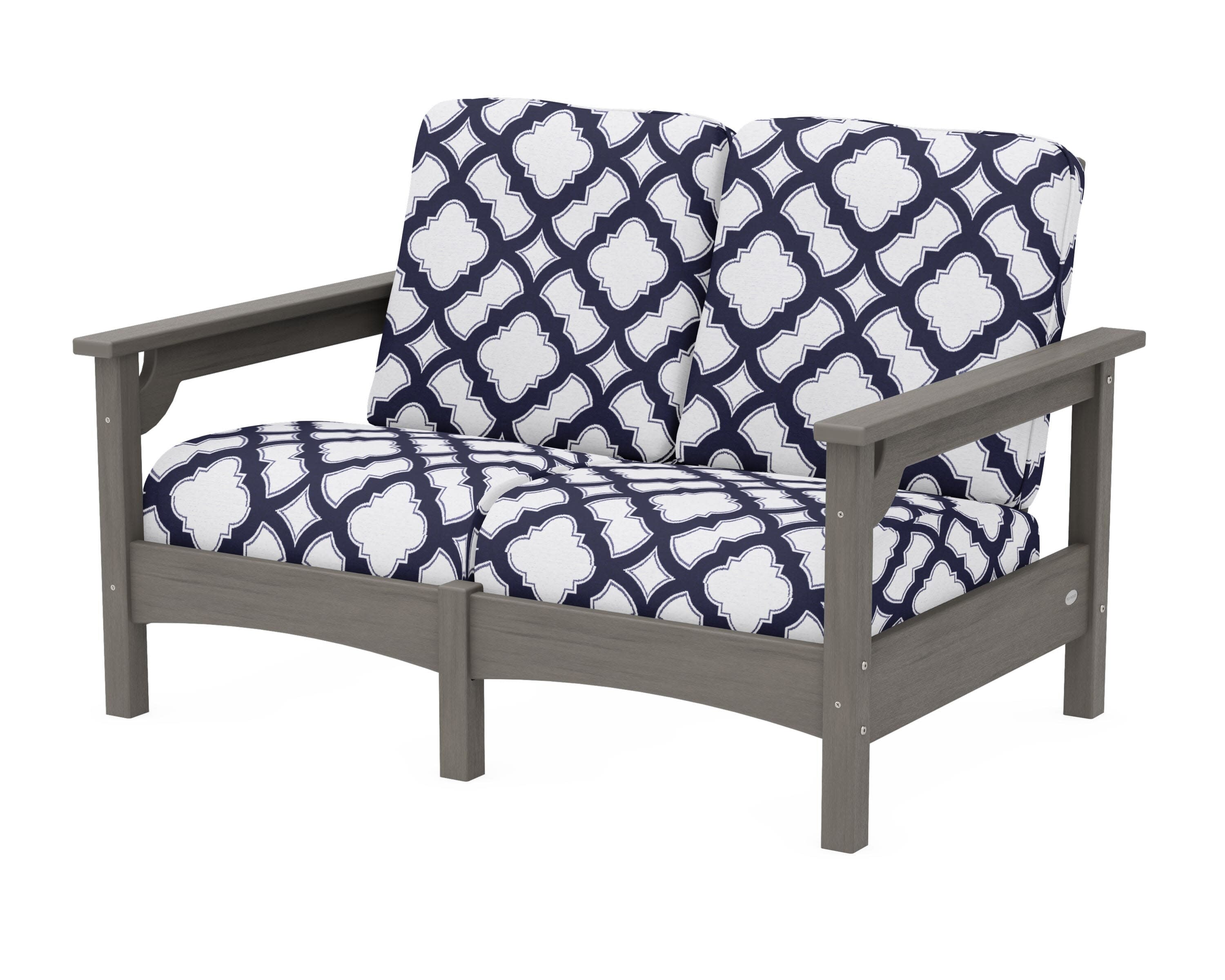 Club Loveseat in Driftwood / Trellis Navy