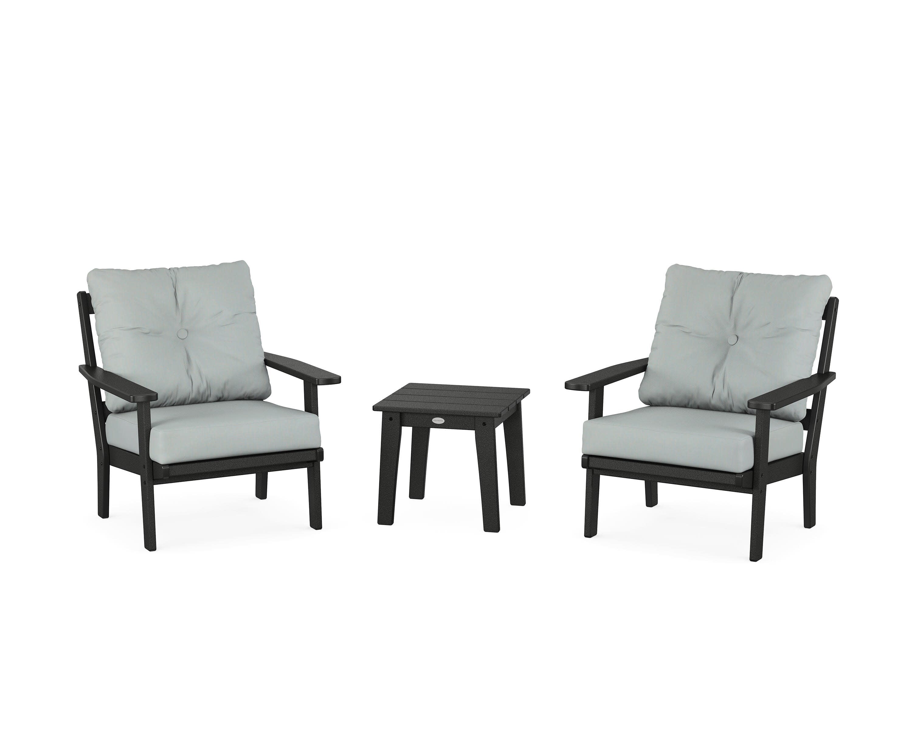 Prairie 3-Piece Deep Seating Set in Black / Spa