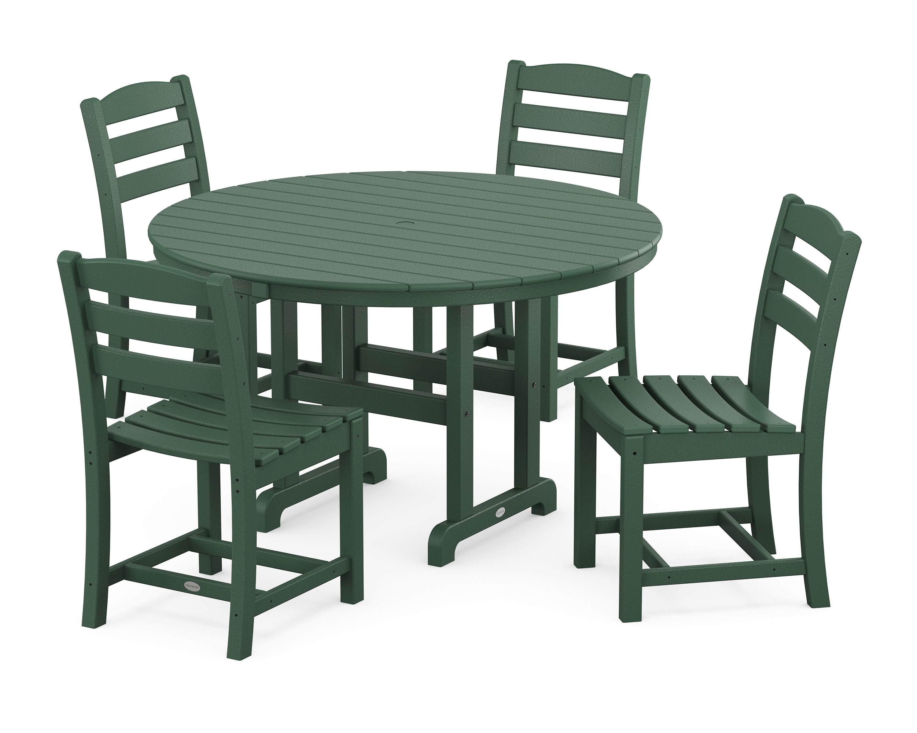 La Casa Caf Side Chair 5-Piece Round Farmhouse Dining Set in Green