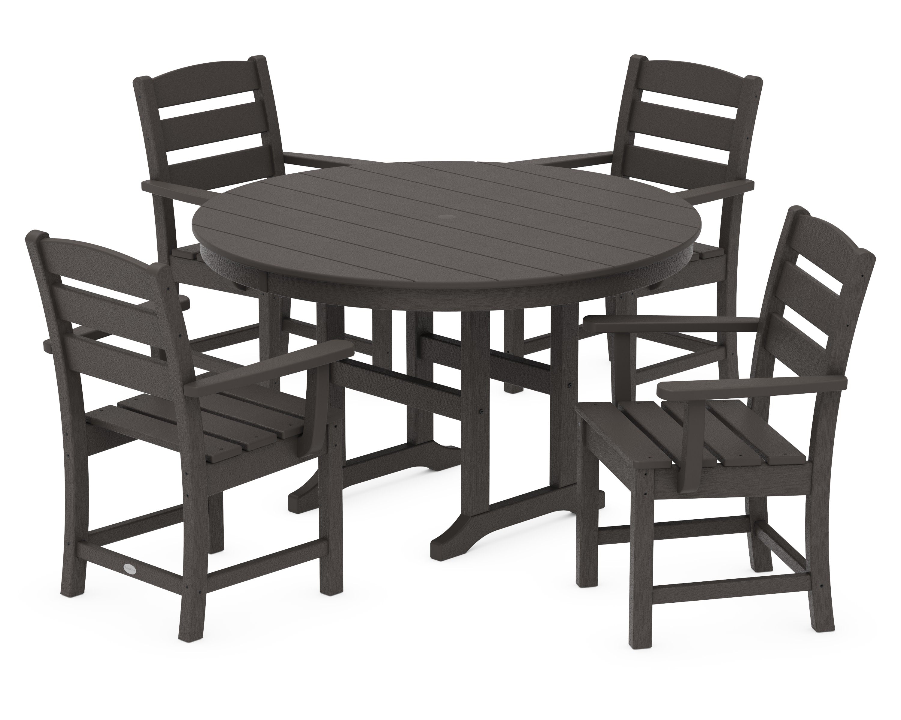 Lakeside 5-Piece Round Farmhouse Dining Set in Vintage Coffee