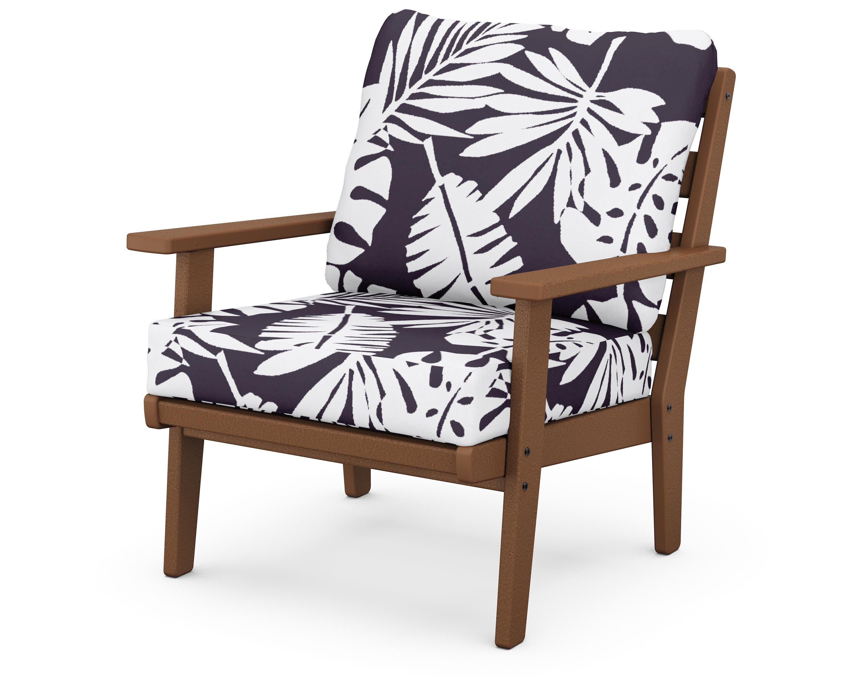 Grant Park Deep Seating Chair in Teak / Leaf Navy