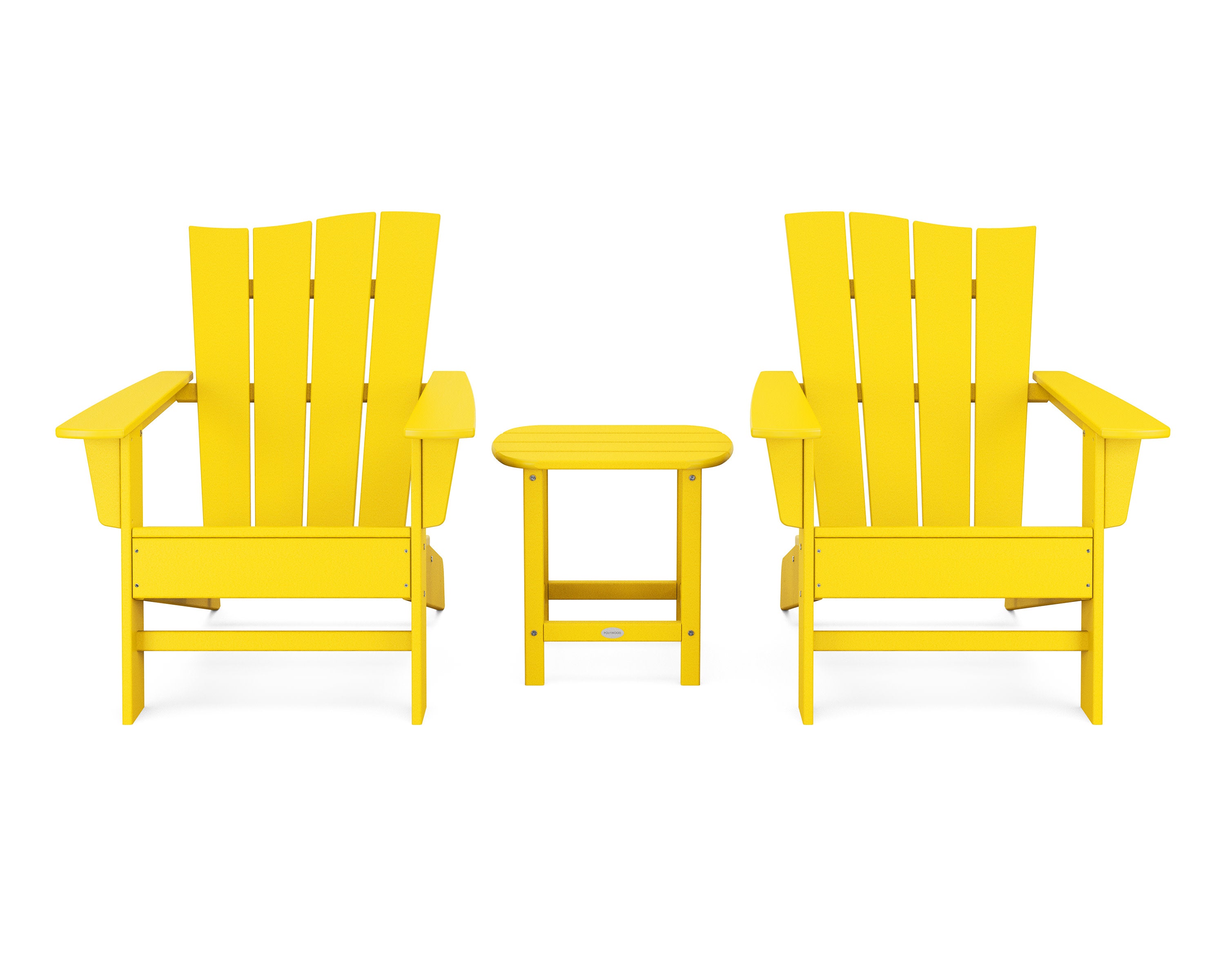 Wave 3-Piece Adirondack Chair Set in Lemon