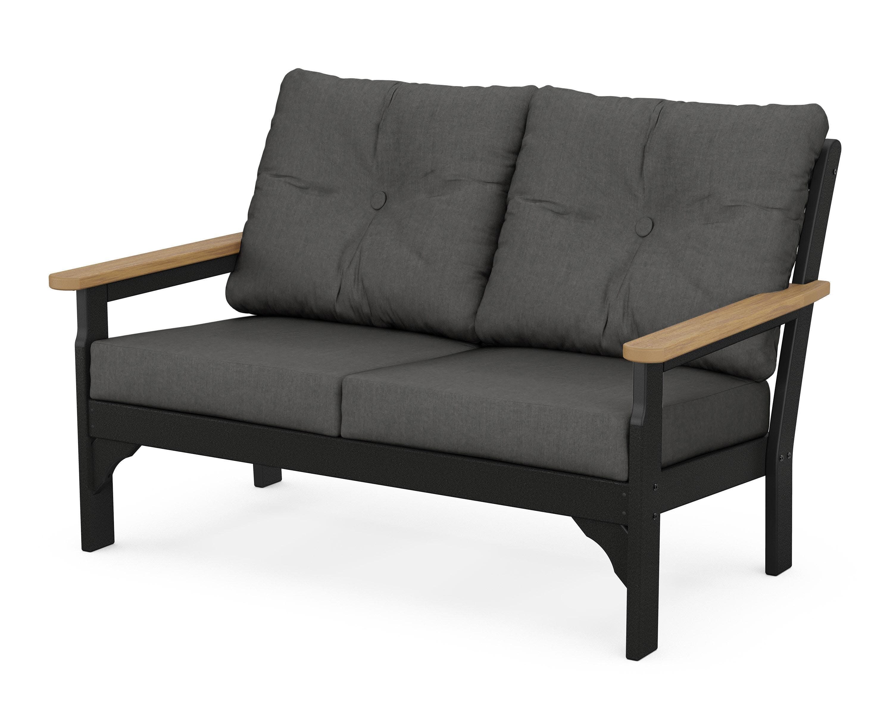 Vineyard Deep Seating Loveseat in Black / Natural / Spectrum Carbon