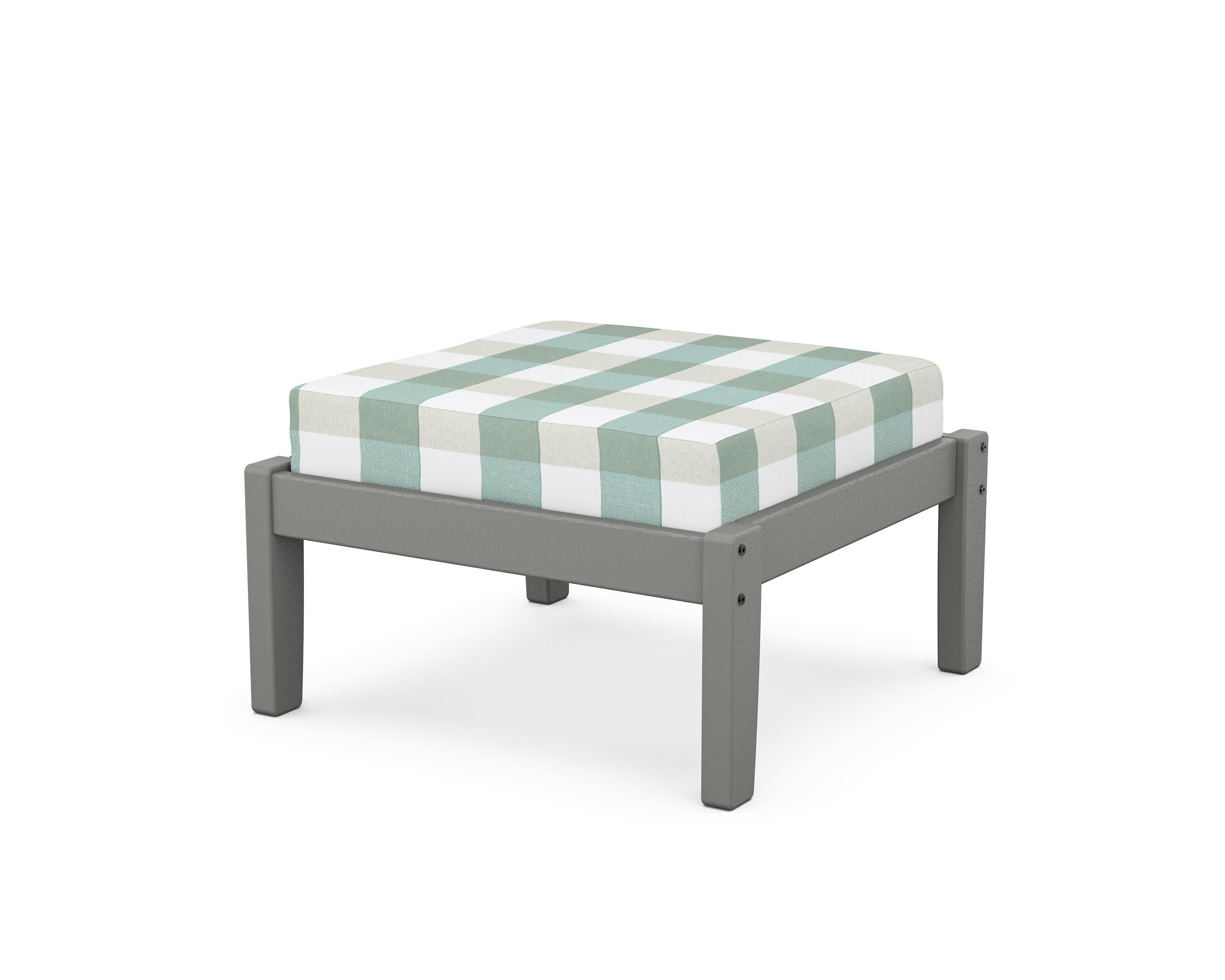 Deep Seating Ottoman in Slate Grey / Buffalo Plaid Glacier Spa