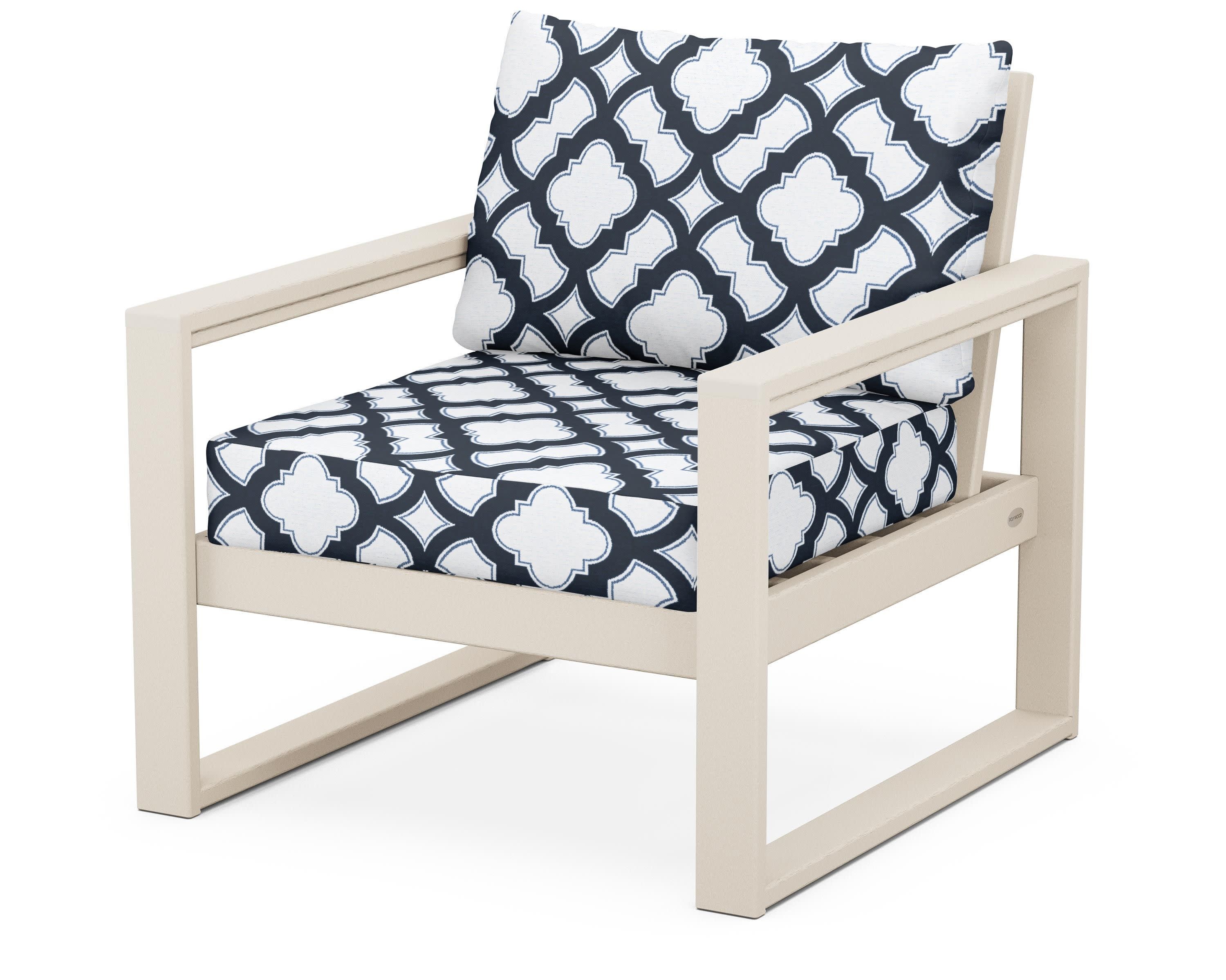 EDGE Club Chair in Sand / Trellis Marine Indigo