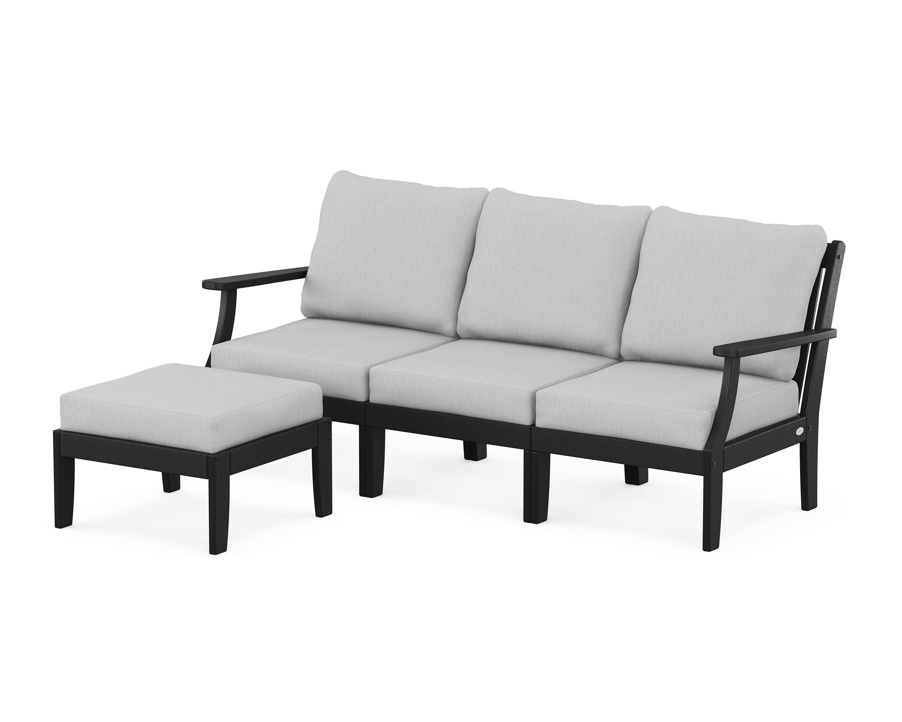 Braxton Modular 4-Piece Deep Seating Set with Ottoman in Black / Granite