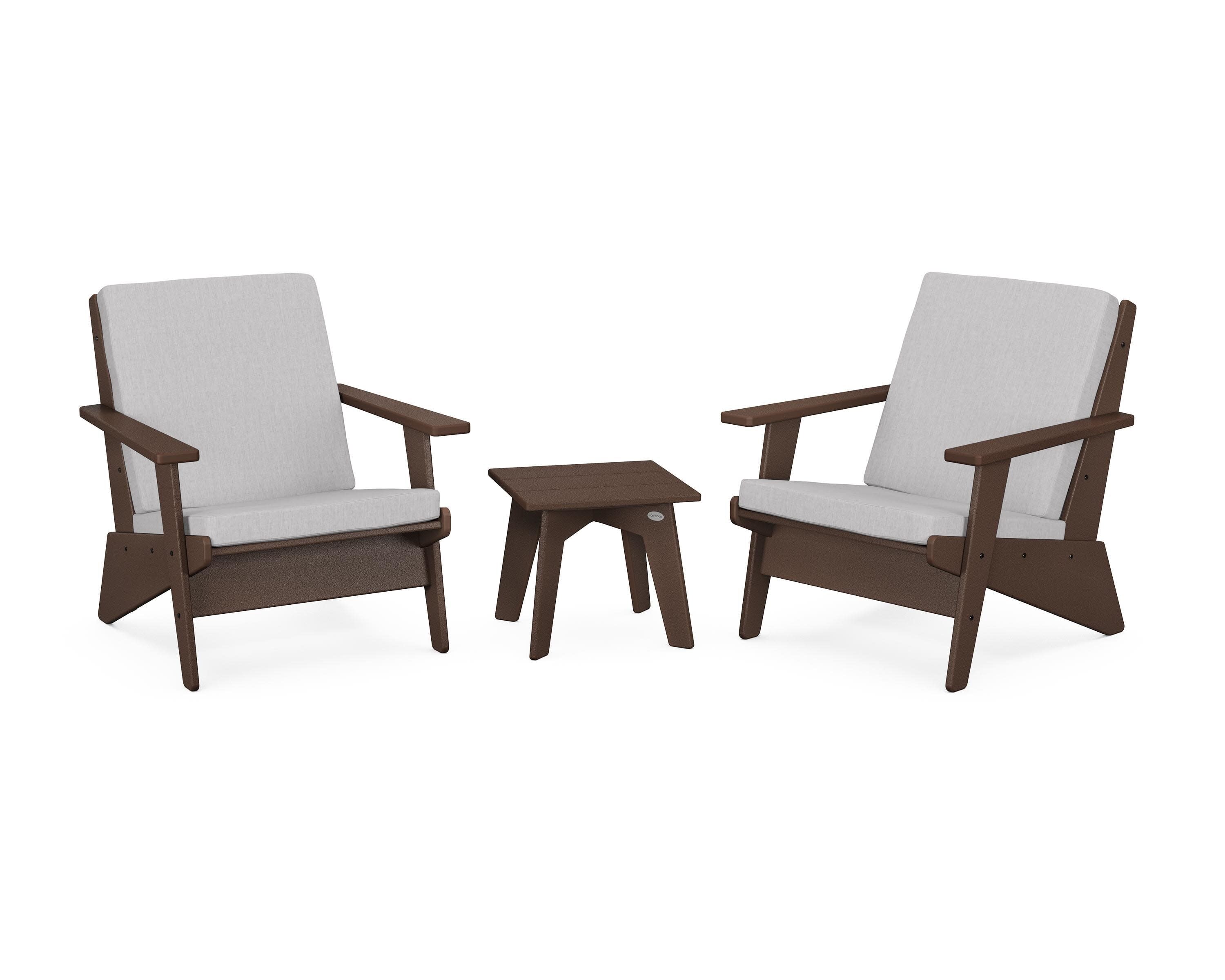 Riviera Modern Lounge 3-Piece Set in Mahogany / Granite