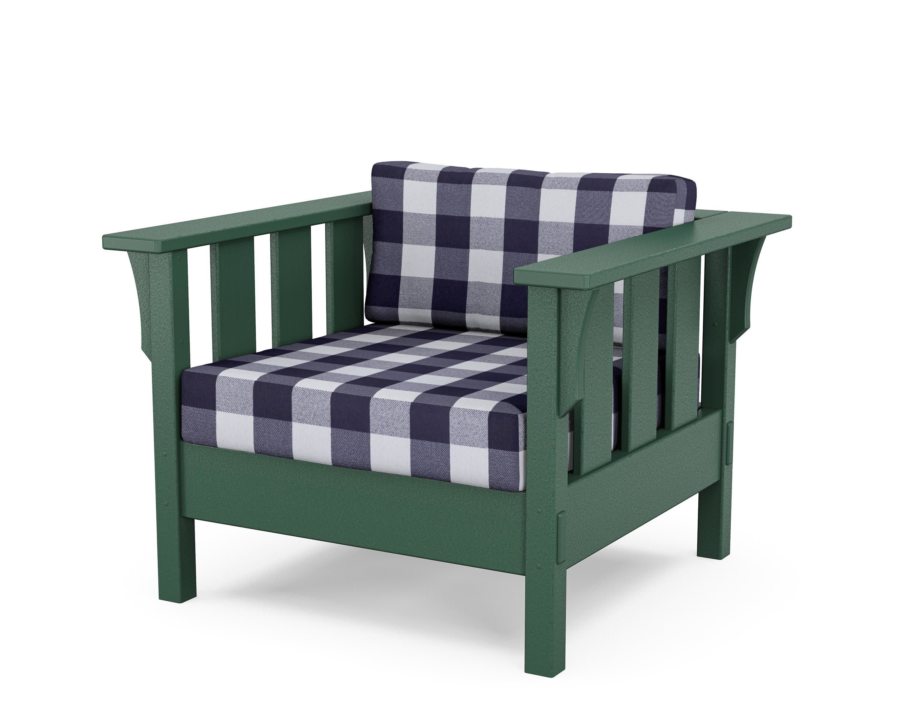 Acadia Deep Seating Chair in Green / Buffalo Plaid Navy