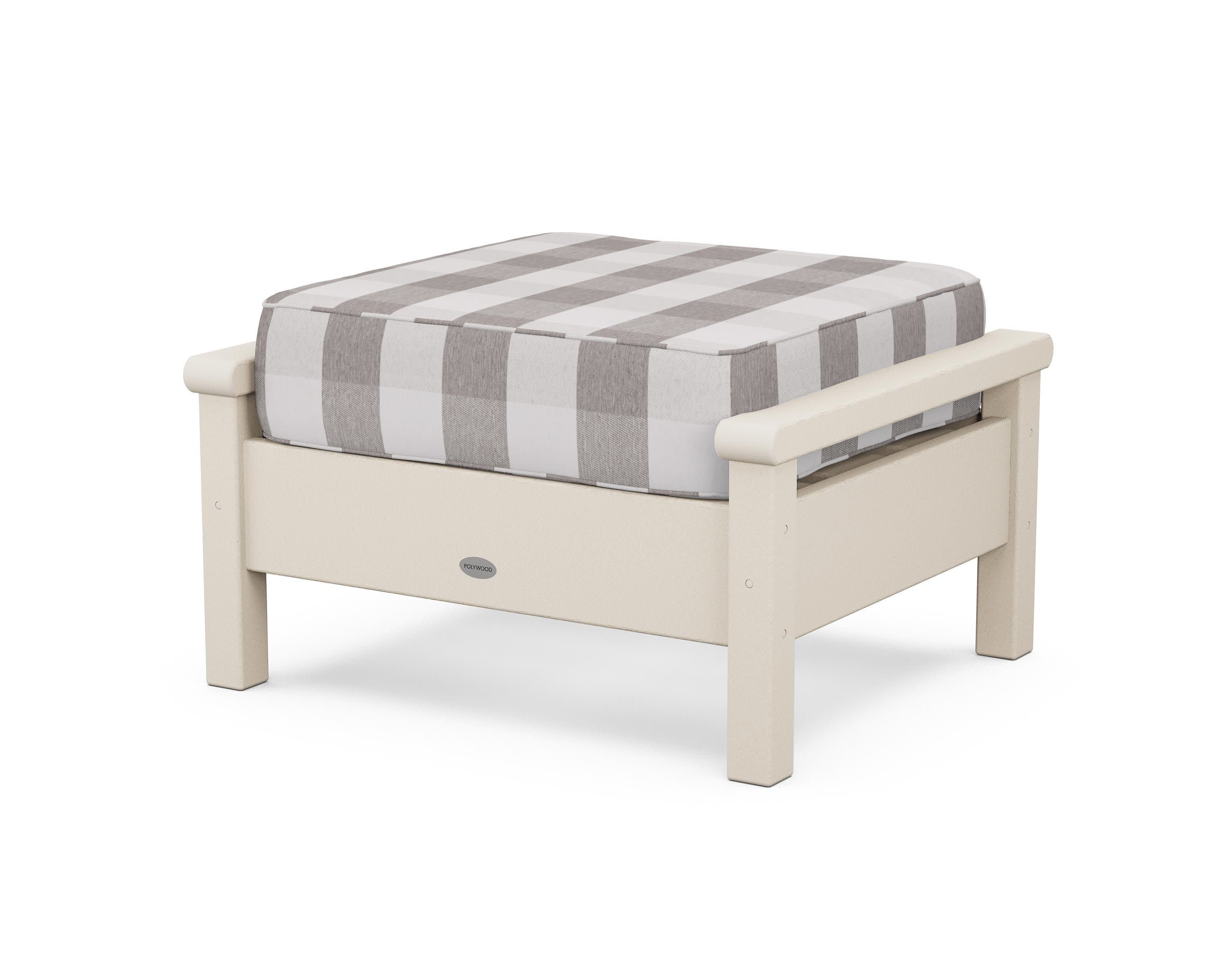 Harbour Deep Seating Ottoman in Sand / Buffalo Plaid Grey Mist