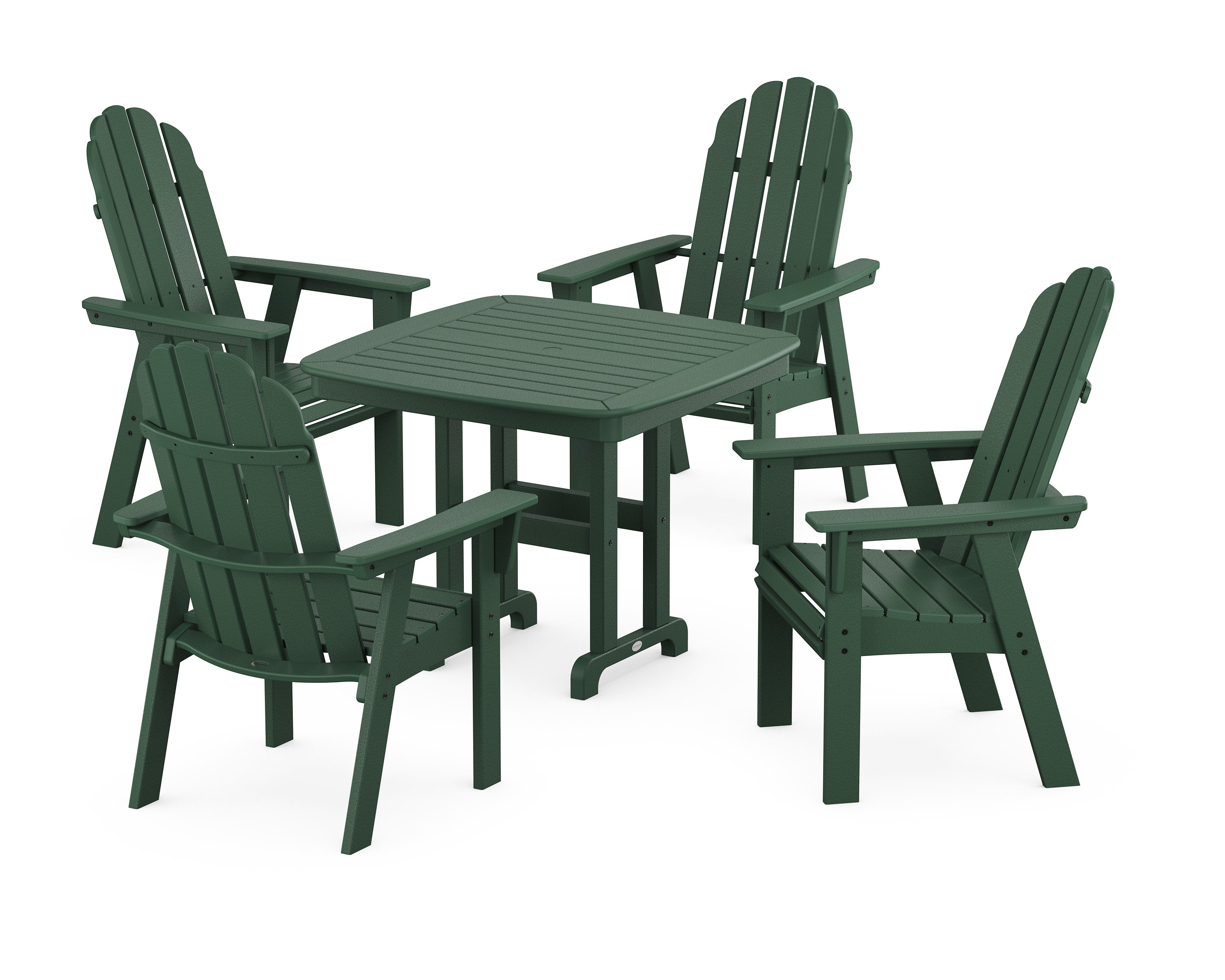 Vineyard Curveback Adirondack 5-Piece Dining Set in Green
