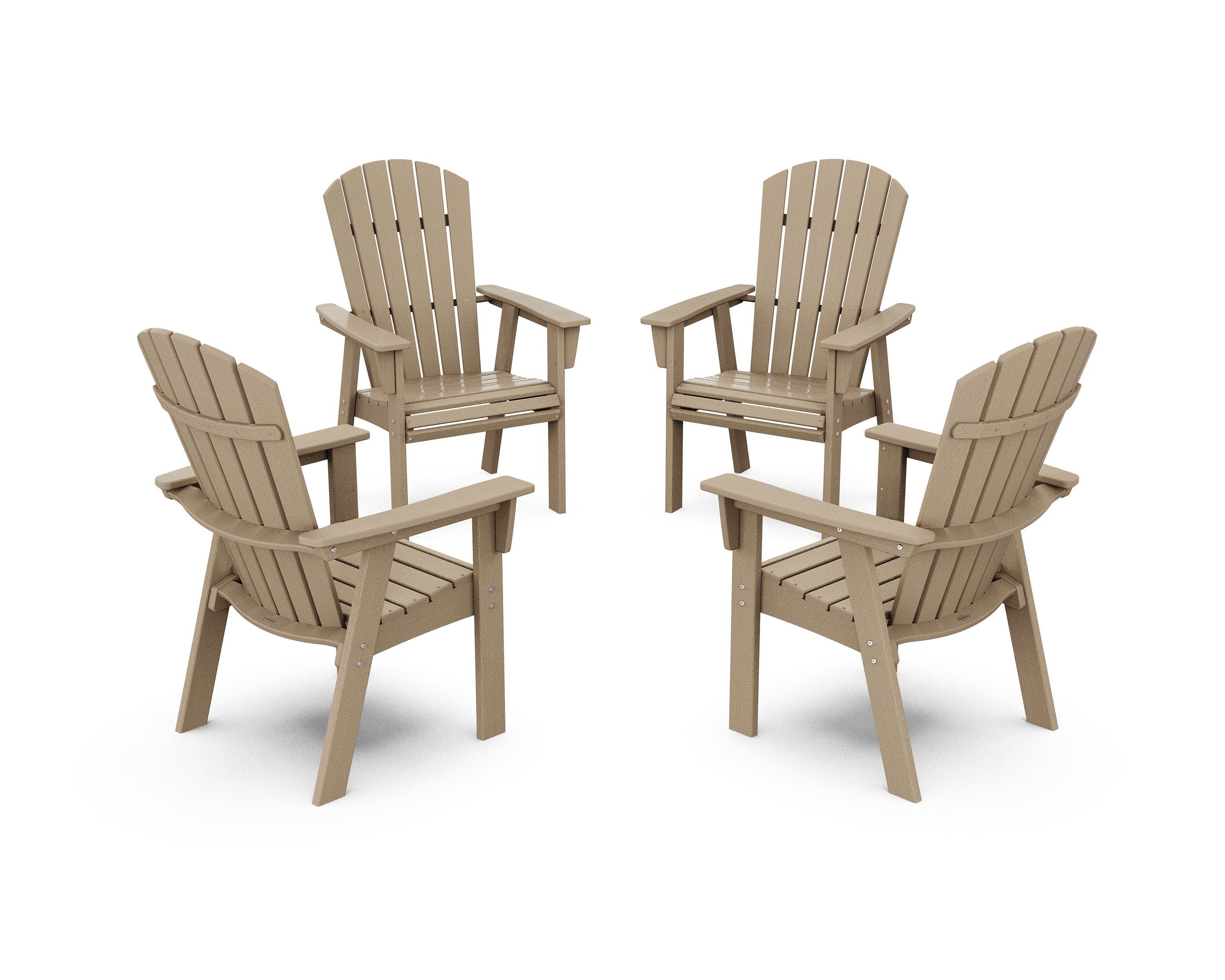Nautical 4-Piece Curveback Upright Adirondack Conversation Set in Vintage Sahara