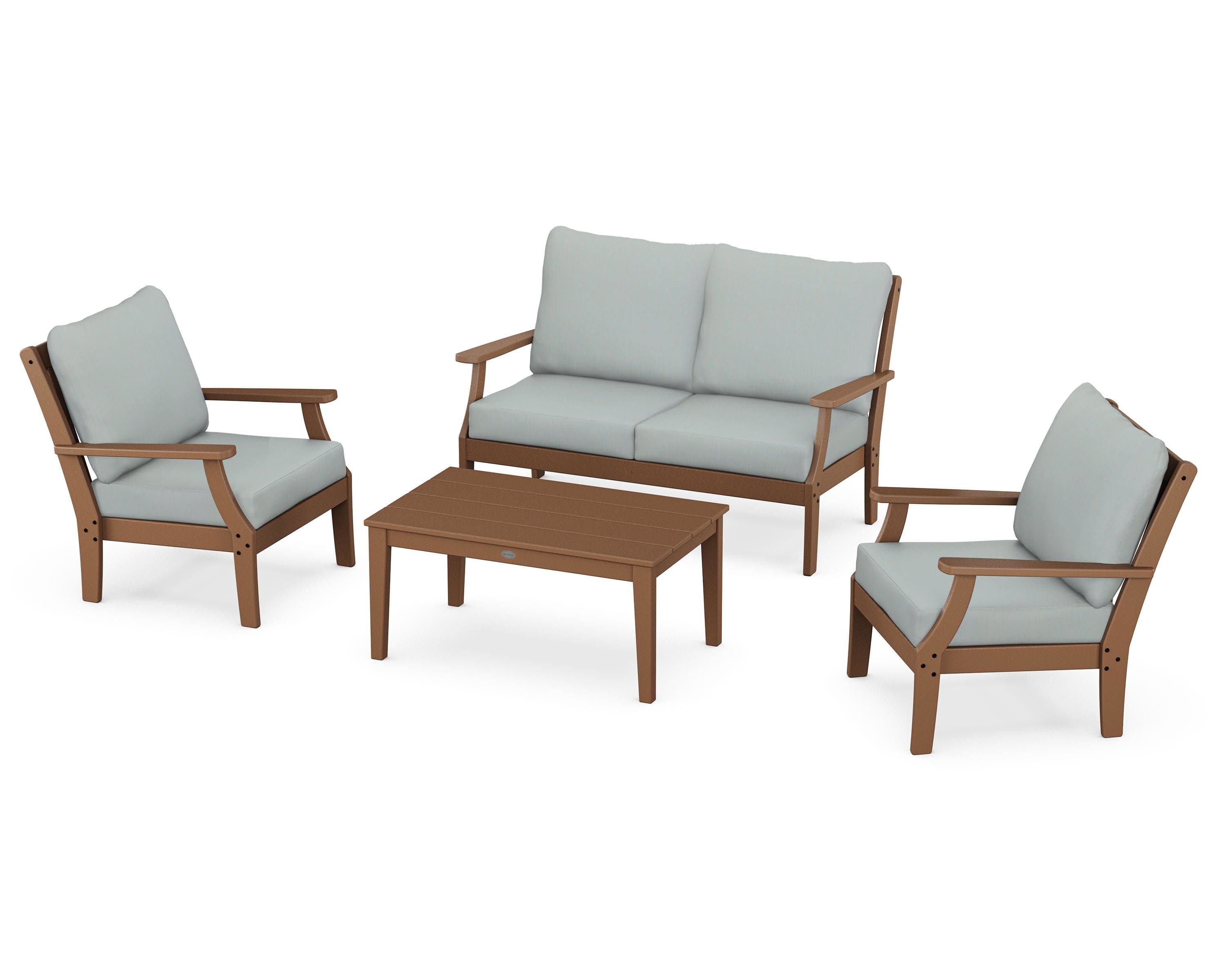 Braxton 4-Piece Deep Seating Chair Set in Teak / Spa