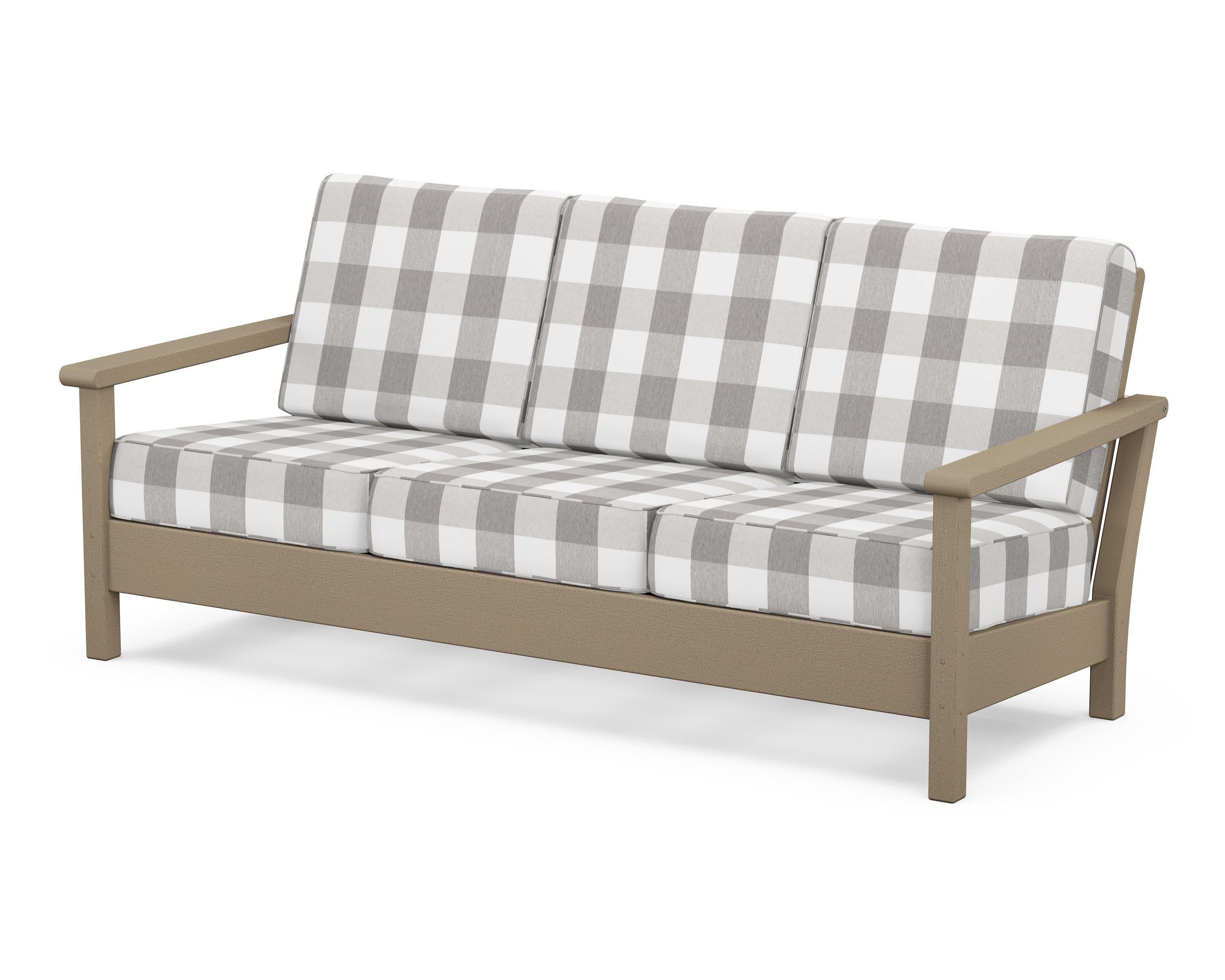 Harbour Deep Seating Sofa in Vintage Sahara / Buffalo Plaid Grey Mist