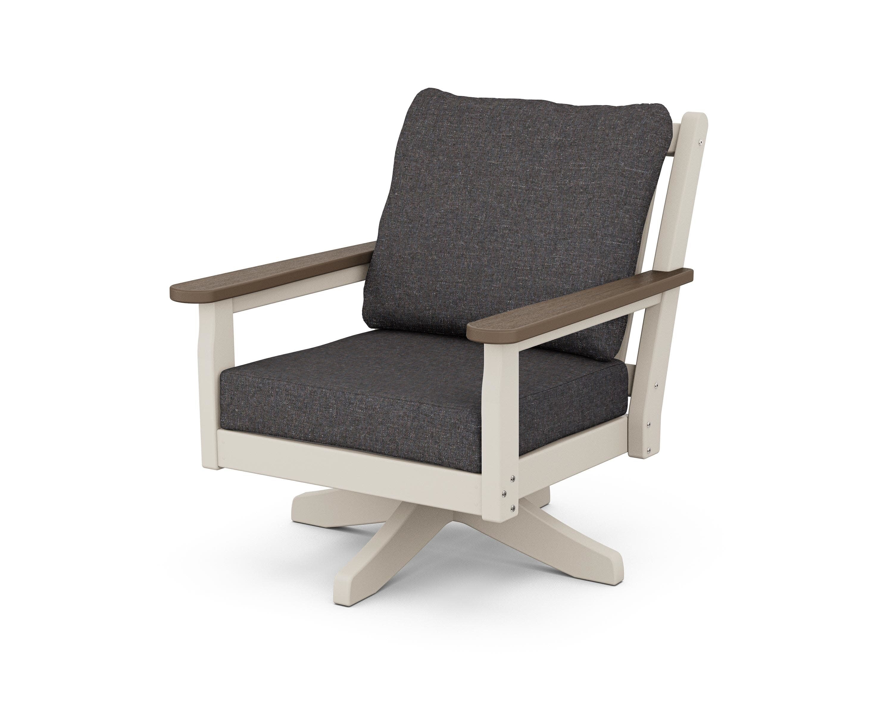 Chippendale Deep Seating Swivel Chair in Sand / Kona / Ash Charcoal