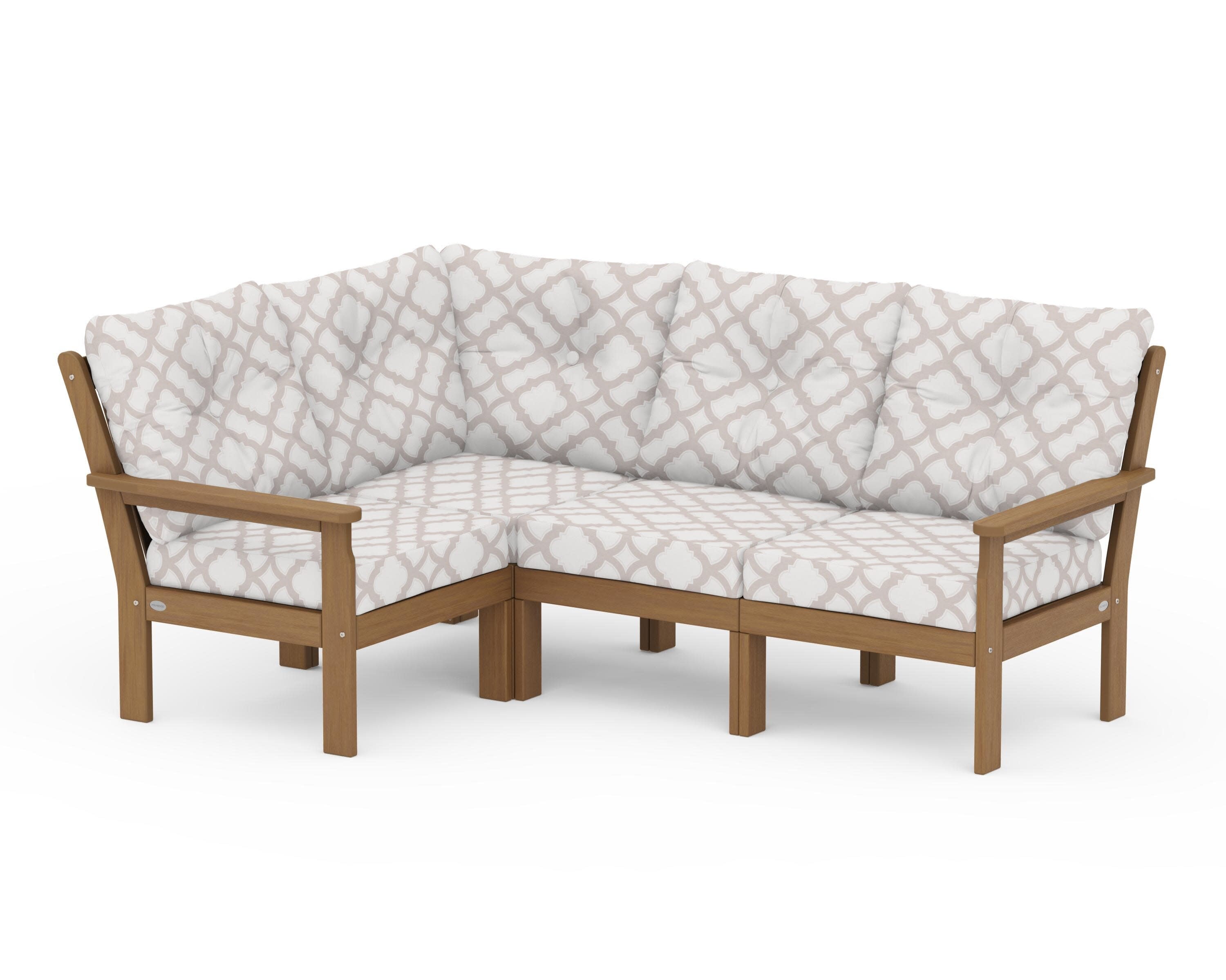 Vineyard 4-Piece Sectional in Natural / Trellis Dune Burlap