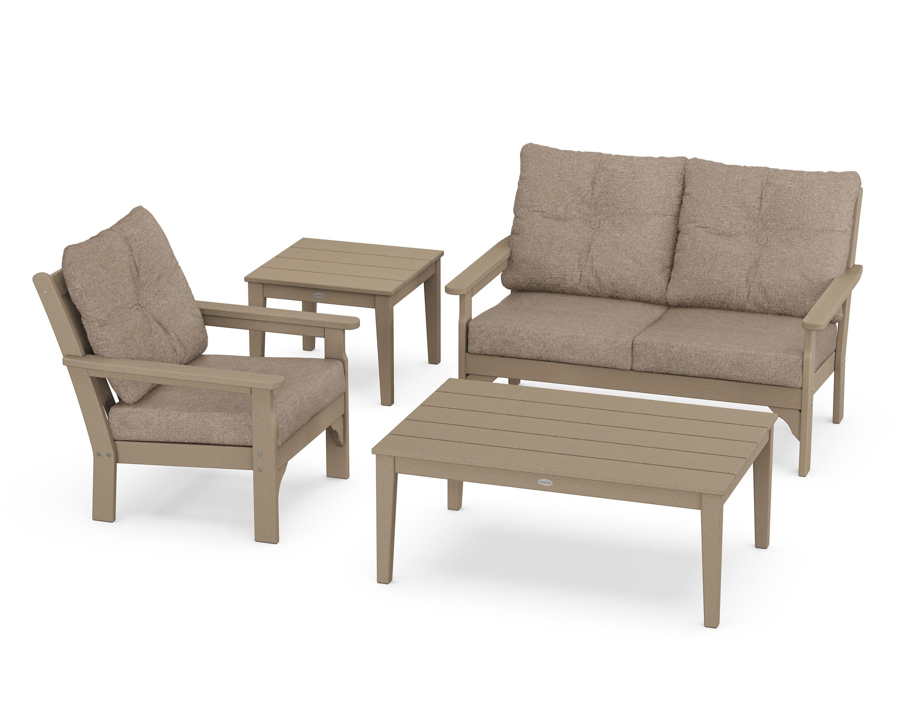Vineyard 4-Piece Deep Seating Set in Vintage Sahara / Spiced Burlap