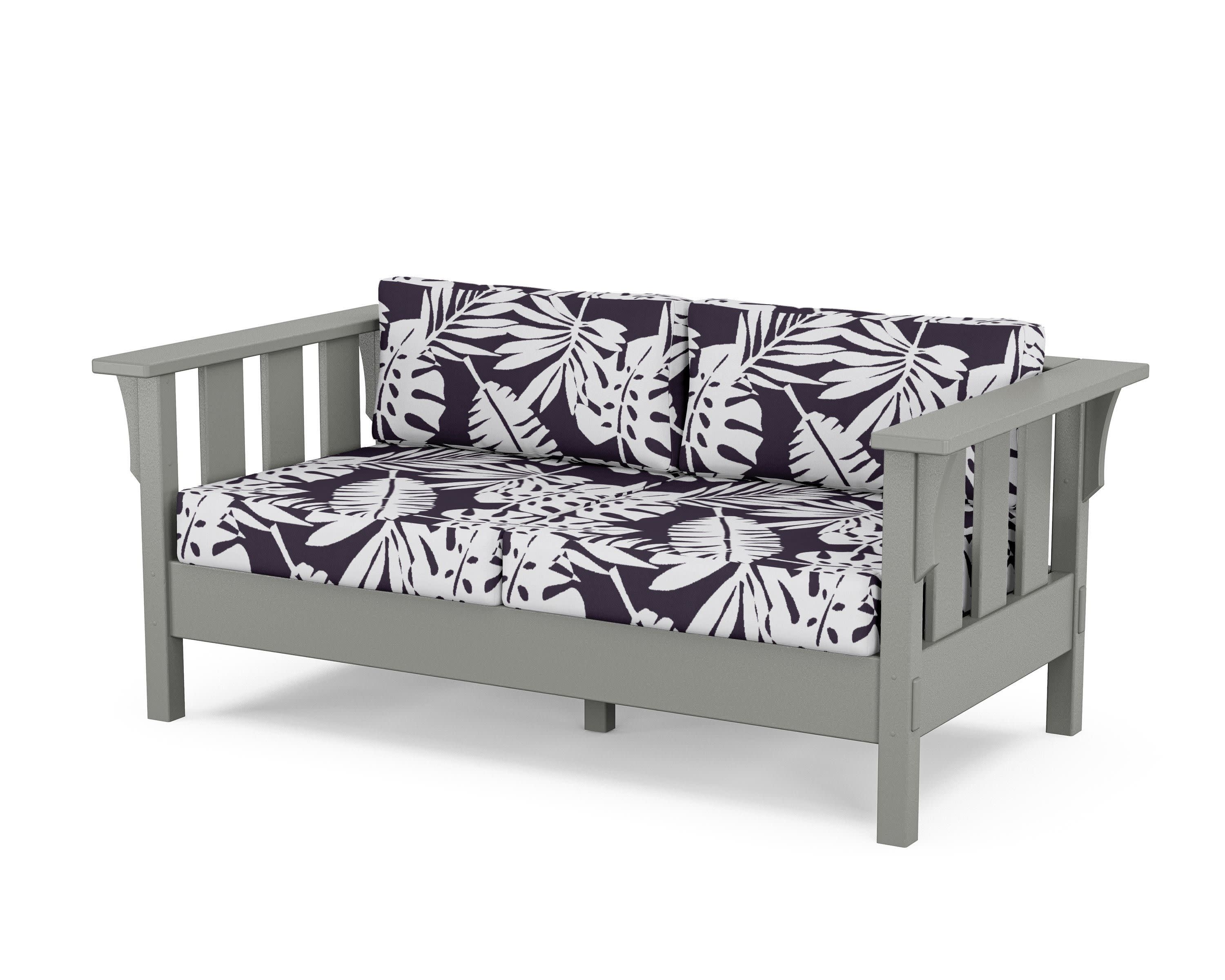 Acadia Deep Seating Loveseat in Slate Grey / Leaf Navy