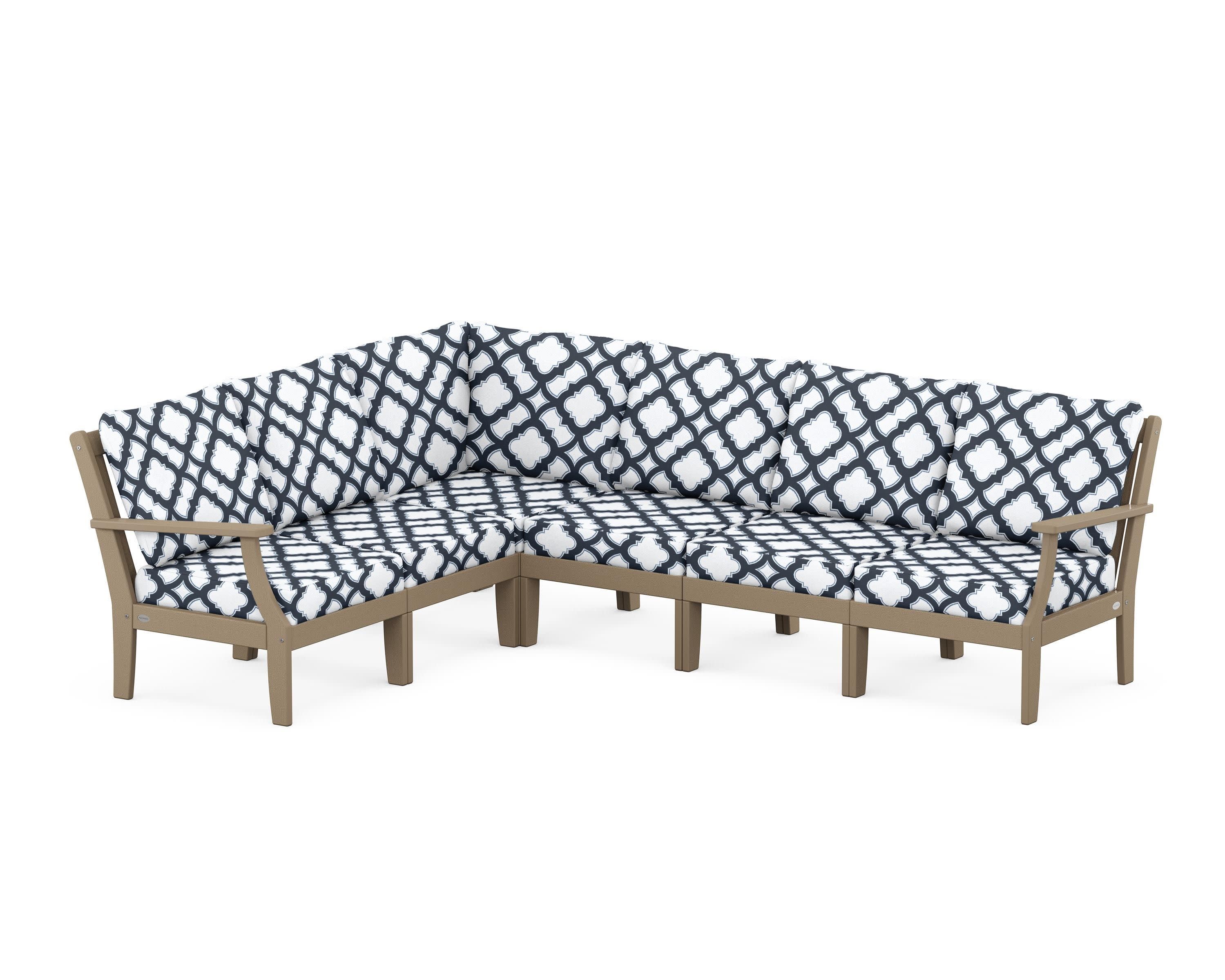 Braxton Modular 6-Piece Deep Seating Set in Vintage Sahara / Trellis Marine Indigo