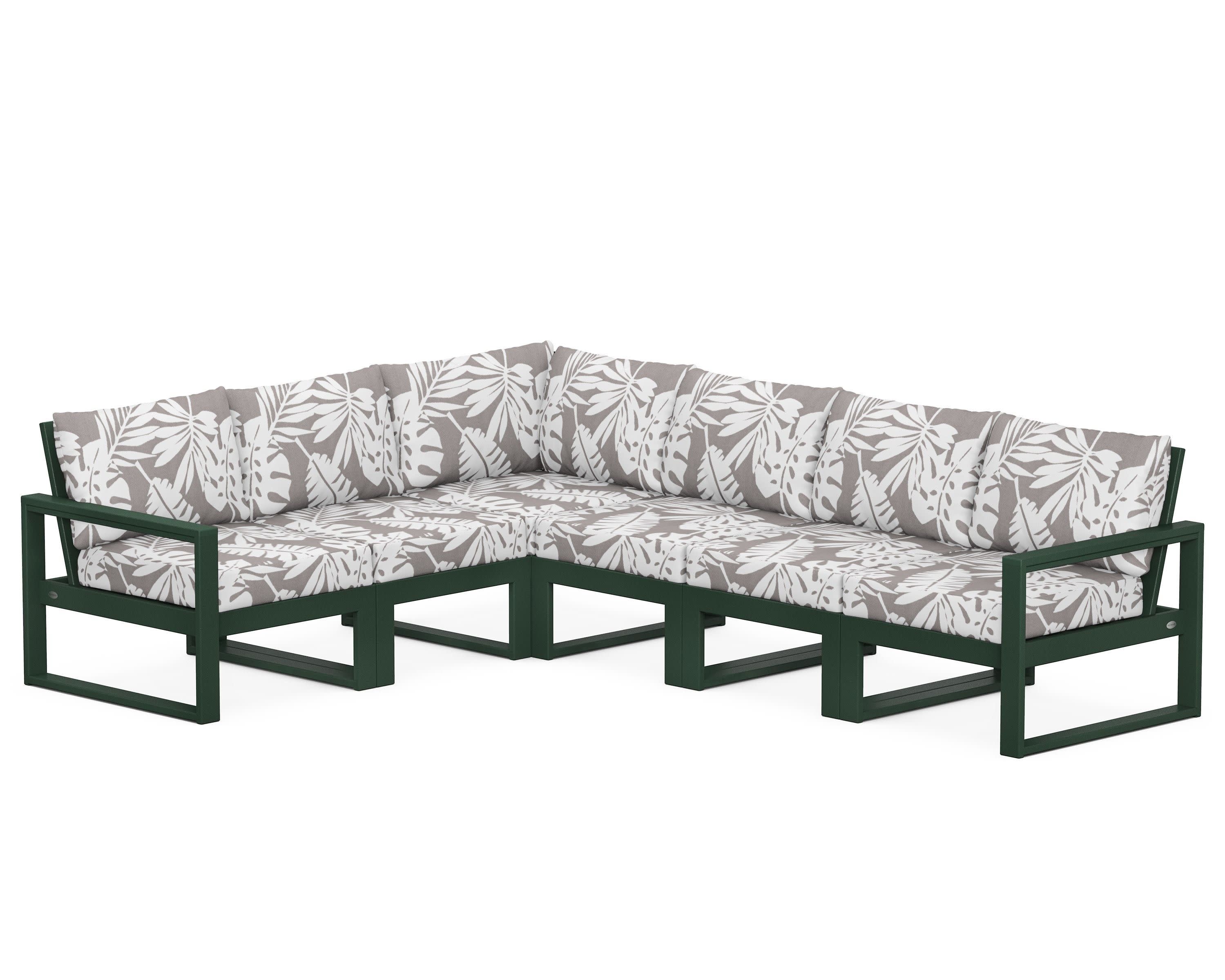 EDGE 6-Piece Modular Deep Seating Set in Green / Leaf Grey Mist