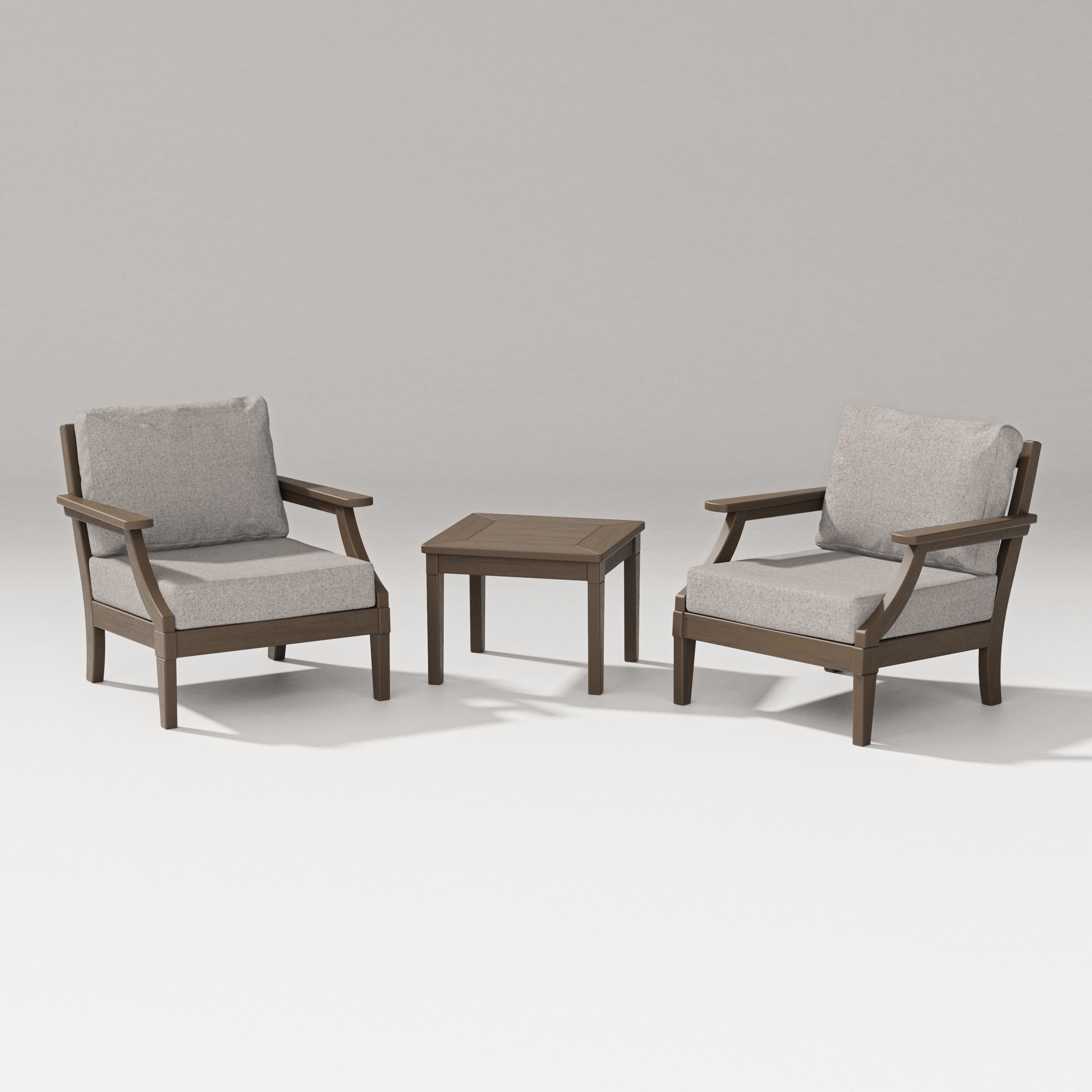 Estate 3-Piece Lounge Chair Set in Kona / Weathered Tweed