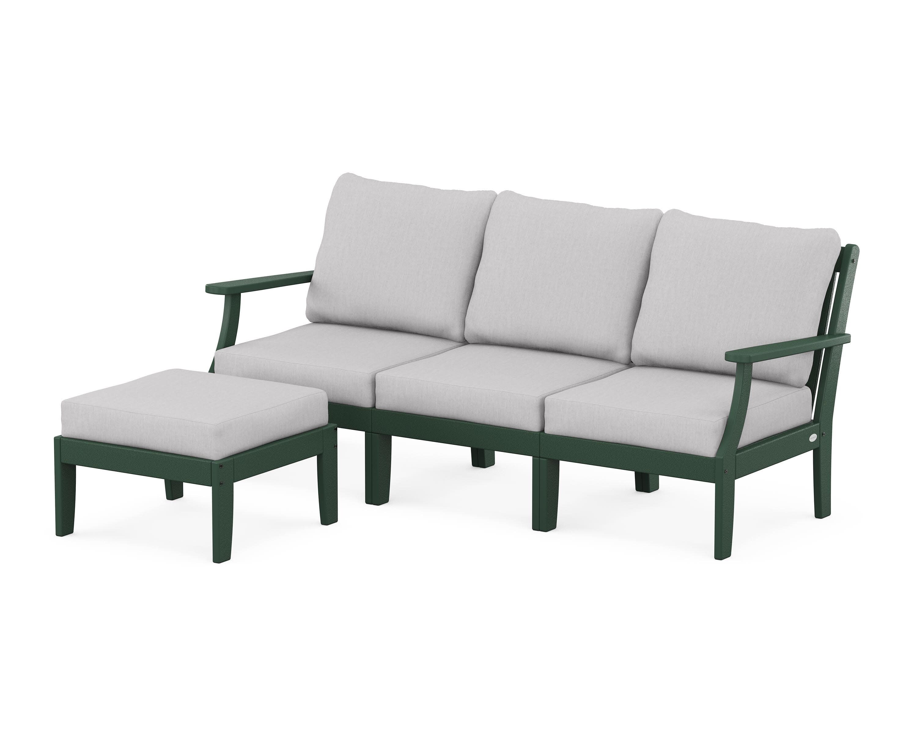 Braxton Modular 4-Piece Deep Seating Set with Ottoman in Green / Granite
