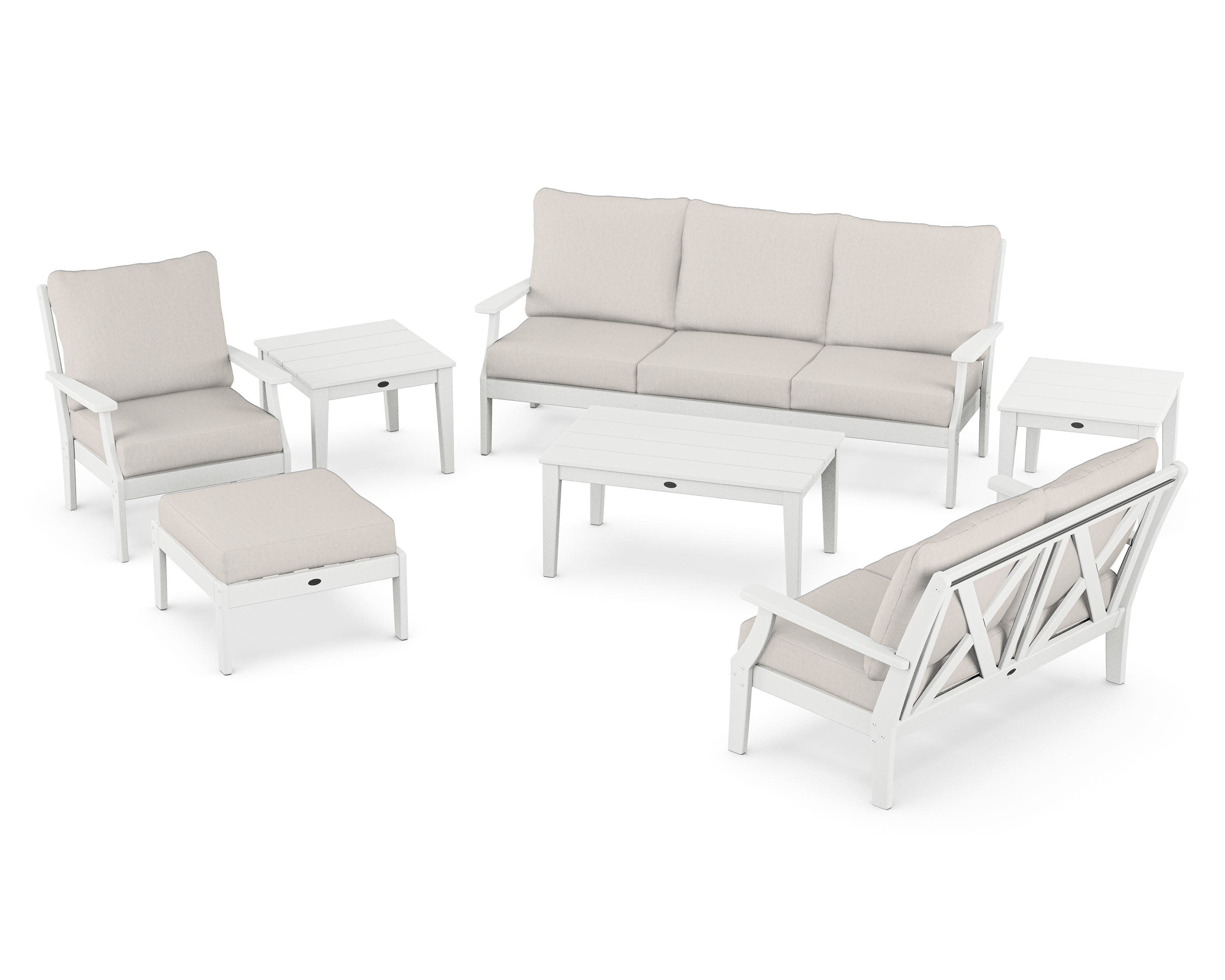 Braxton 7-Piece Deep Seating Set in White / Cast Ash