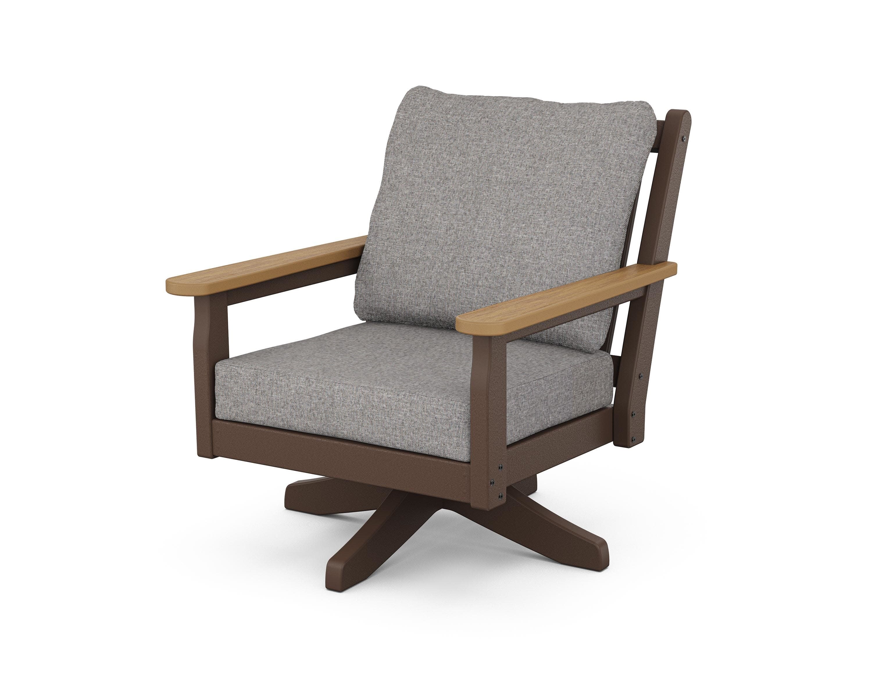 Chippendale Deep Seating Swivel Chair in Mahogany / Natural / Grey Mist