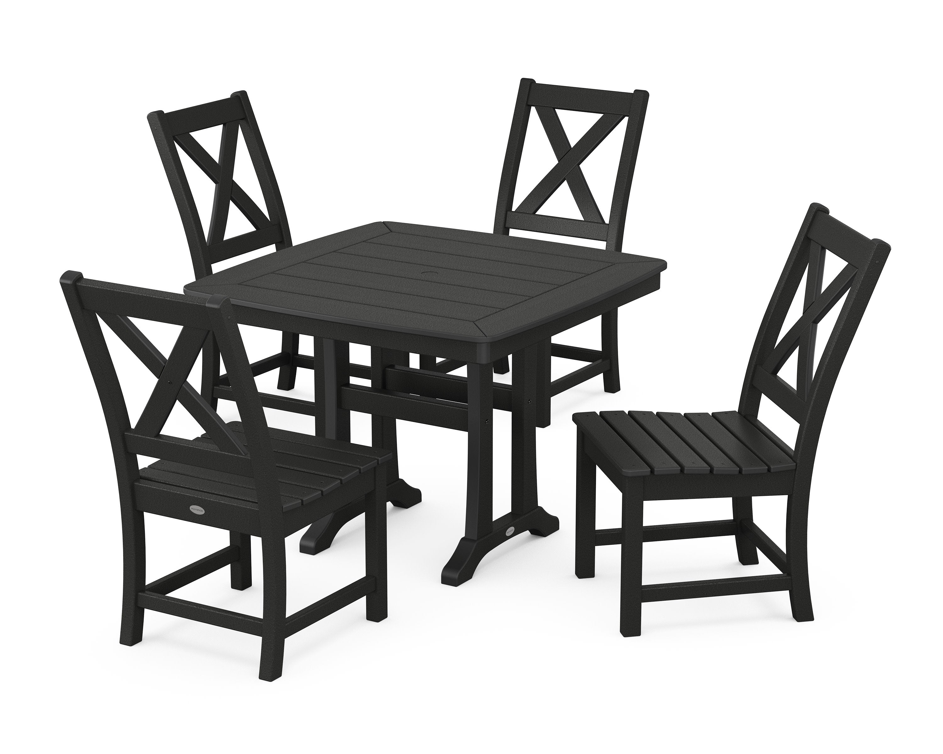 Braxton Side Chair 5-Piece Dining Set with Trestle Legs in Black