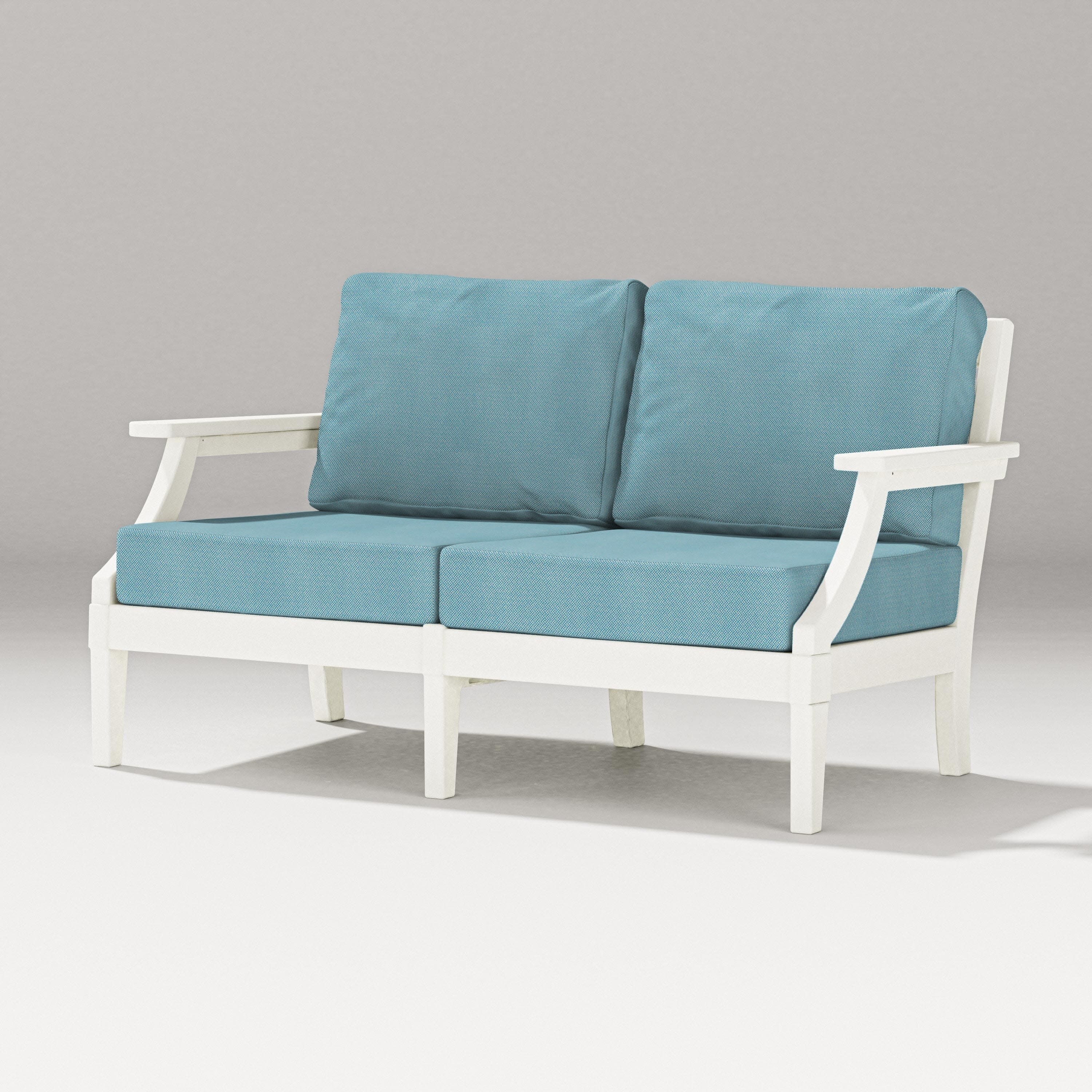 Estate Loveseat in Vintage White / Lattice Sky Blue