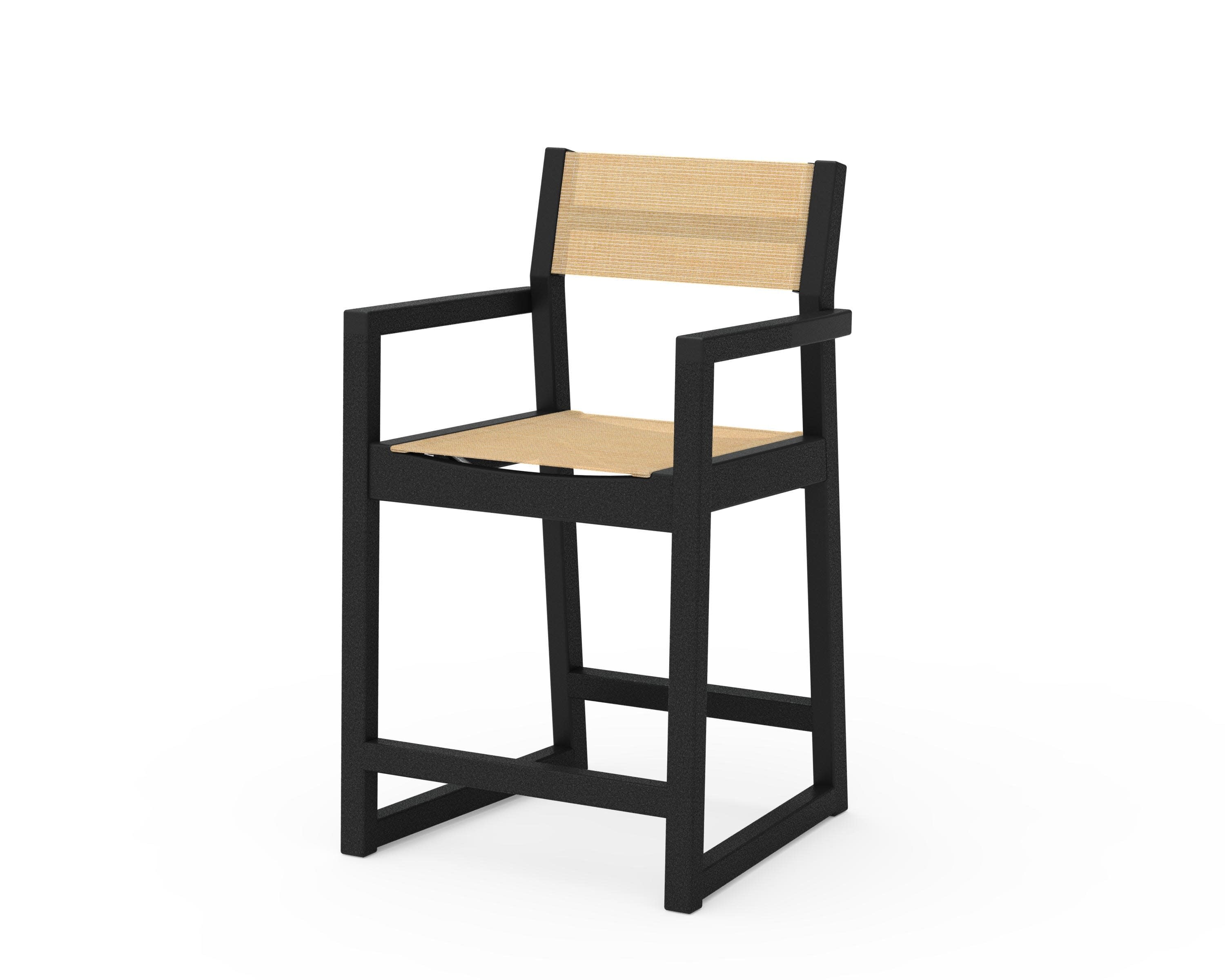 EDGE Sling Counter Arm Chair in Black / Dupioni Apricot Sling
