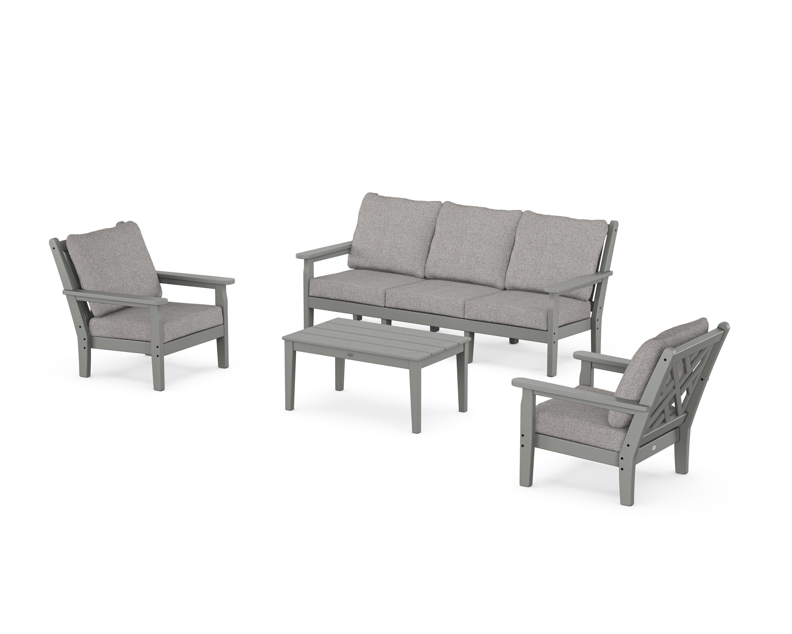 Chippendale 4-Piece Deep Seating Set with Sofa in Slate Grey / Grey Mist