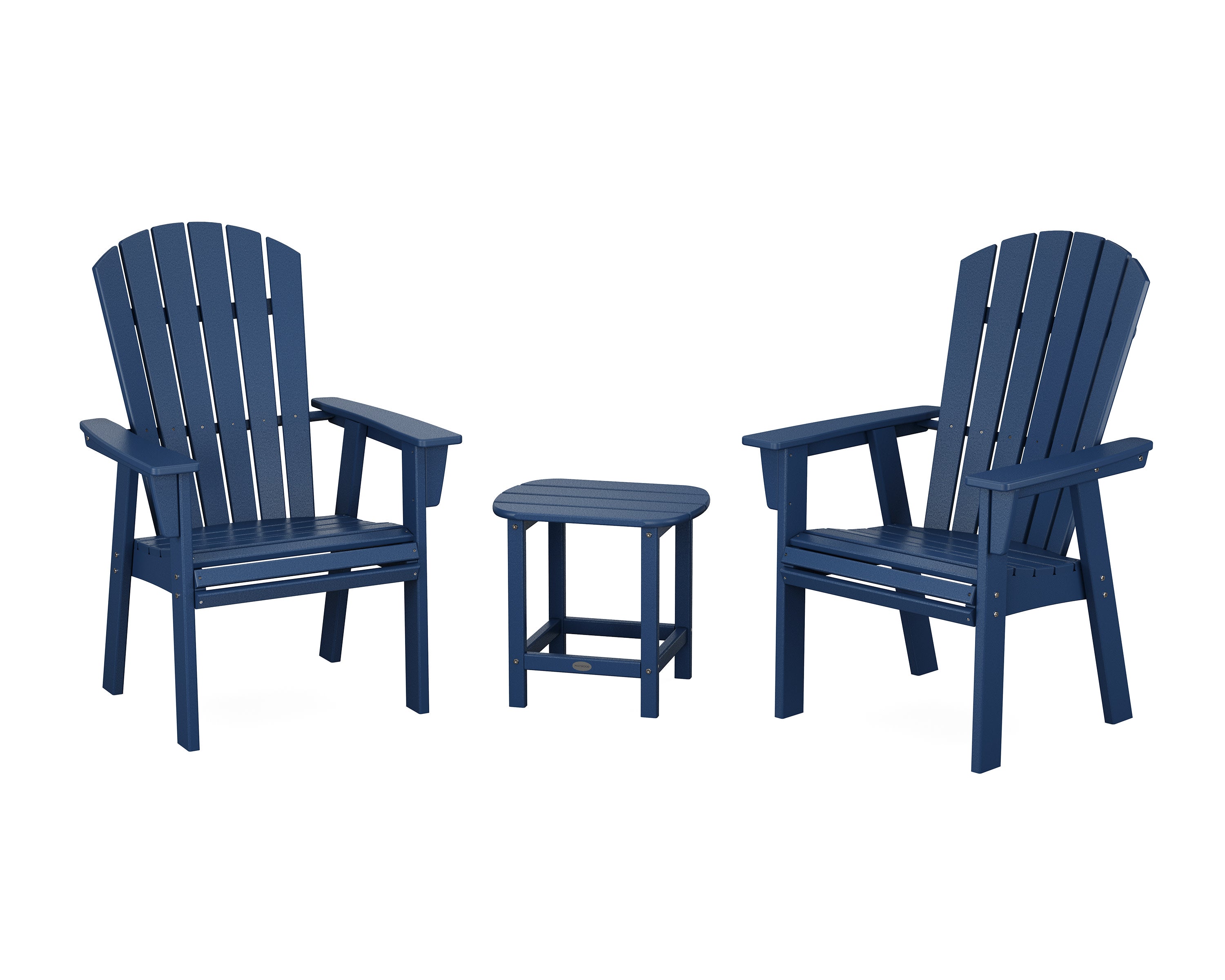 Nautical 3-Piece Curveback Upright Adirondack Chair Set in Navy