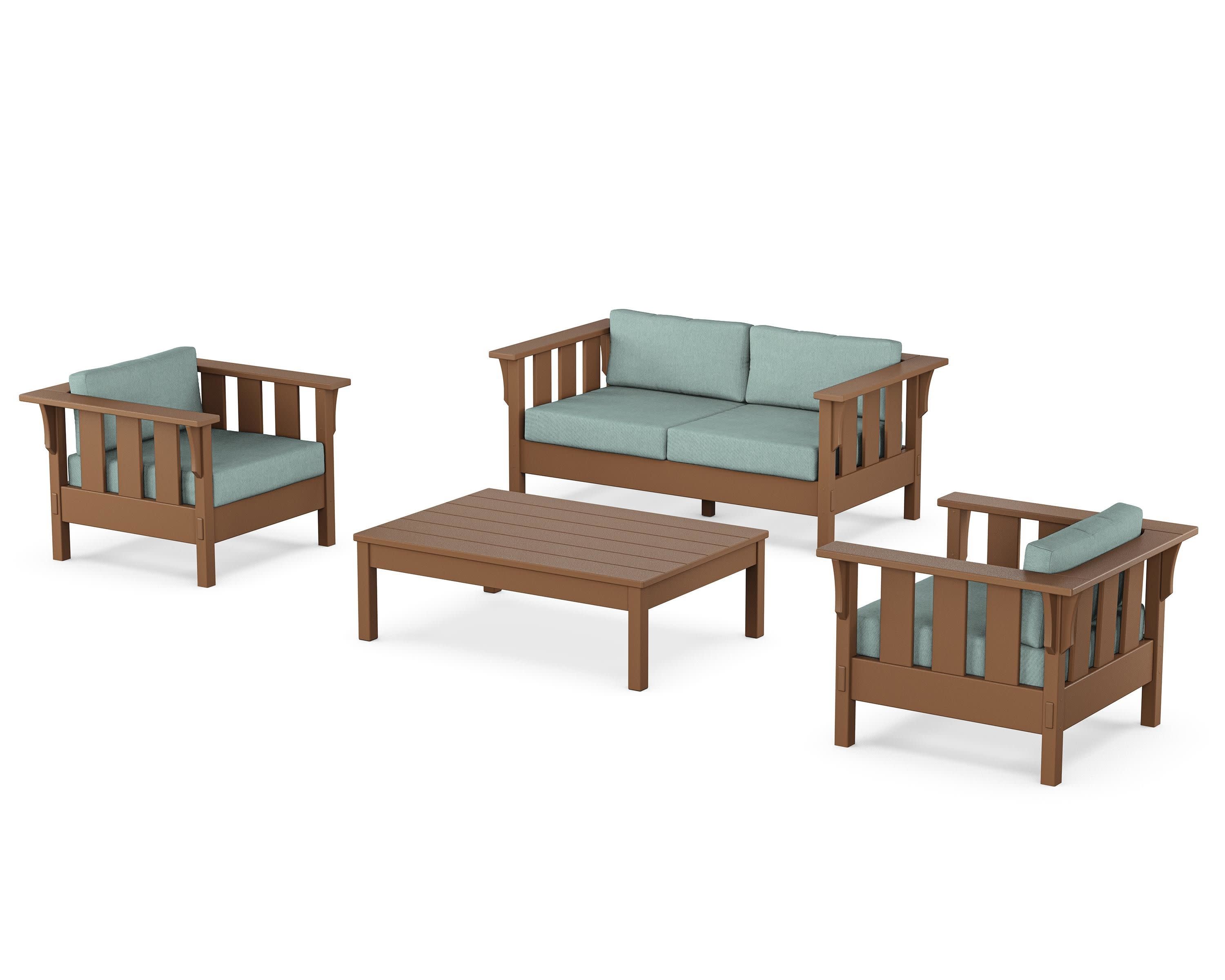 Acadia 4-Piece Deep Seating Set with Loveseat in Teak / Glacier Spa