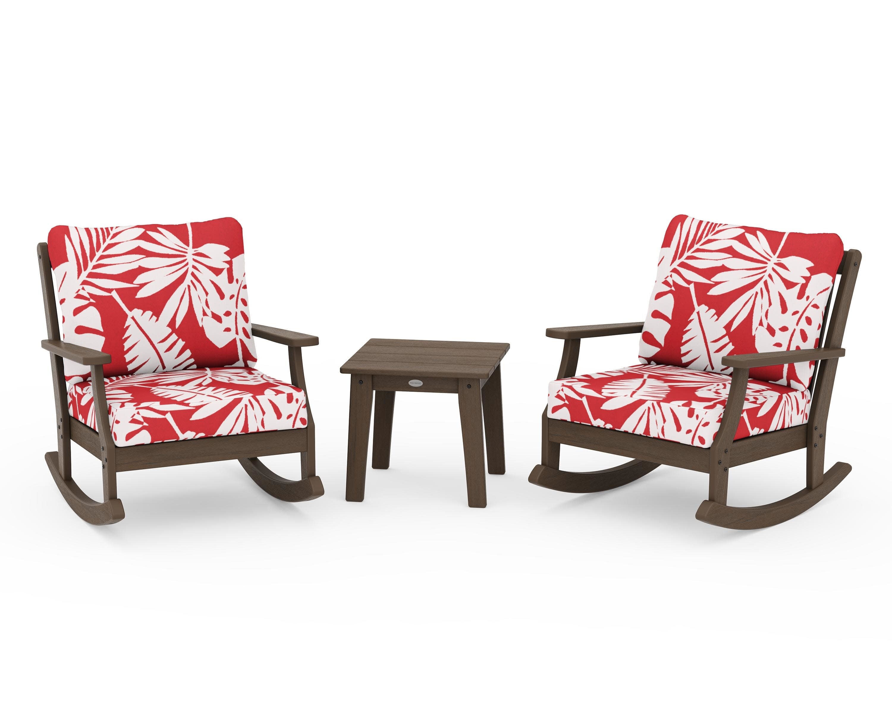 Braxton 3-Piece Deep Seating Rocker Set in Kona / Leaf Crimson