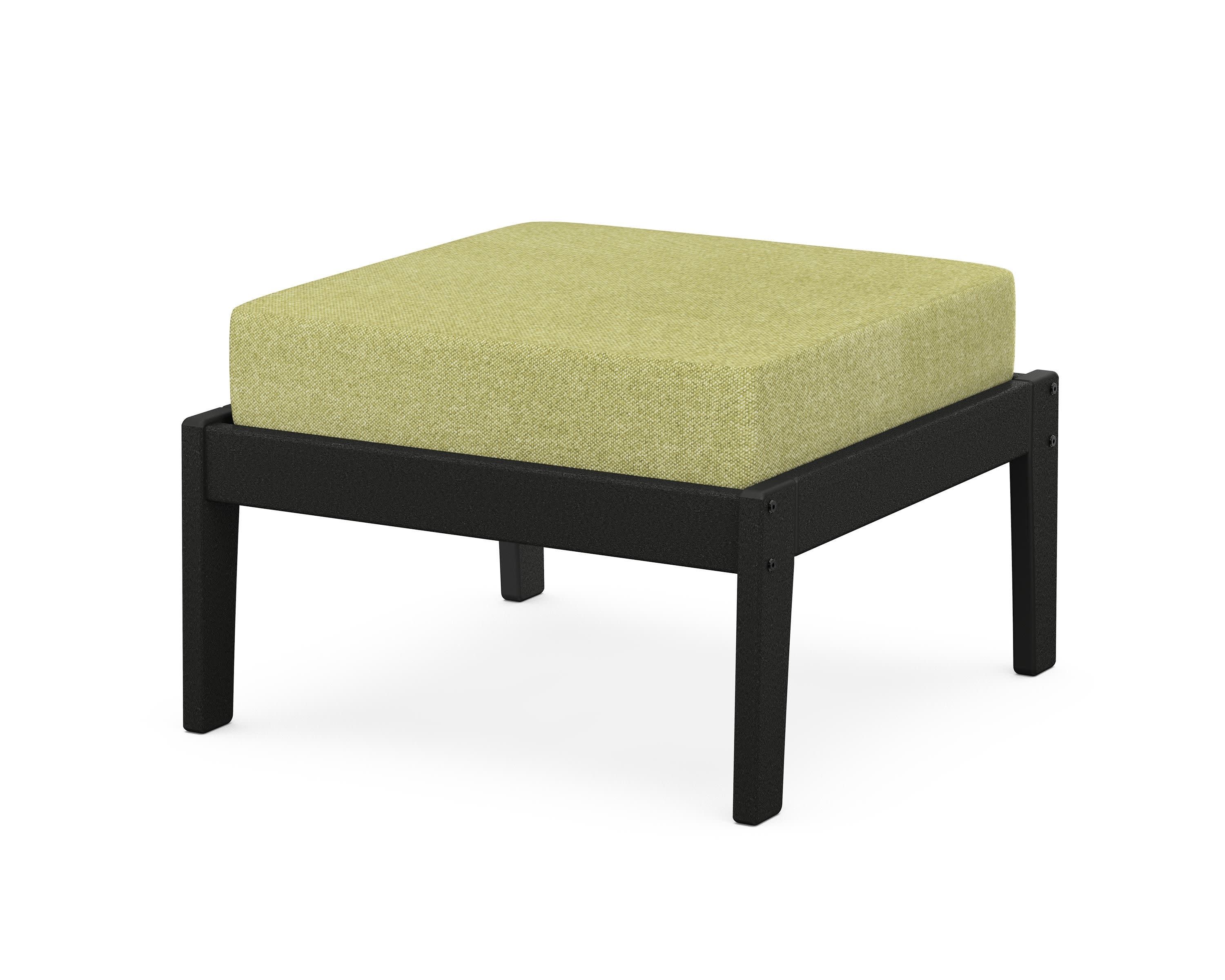 Deep Seating Ottoman in Black / Chartreuse Boucle