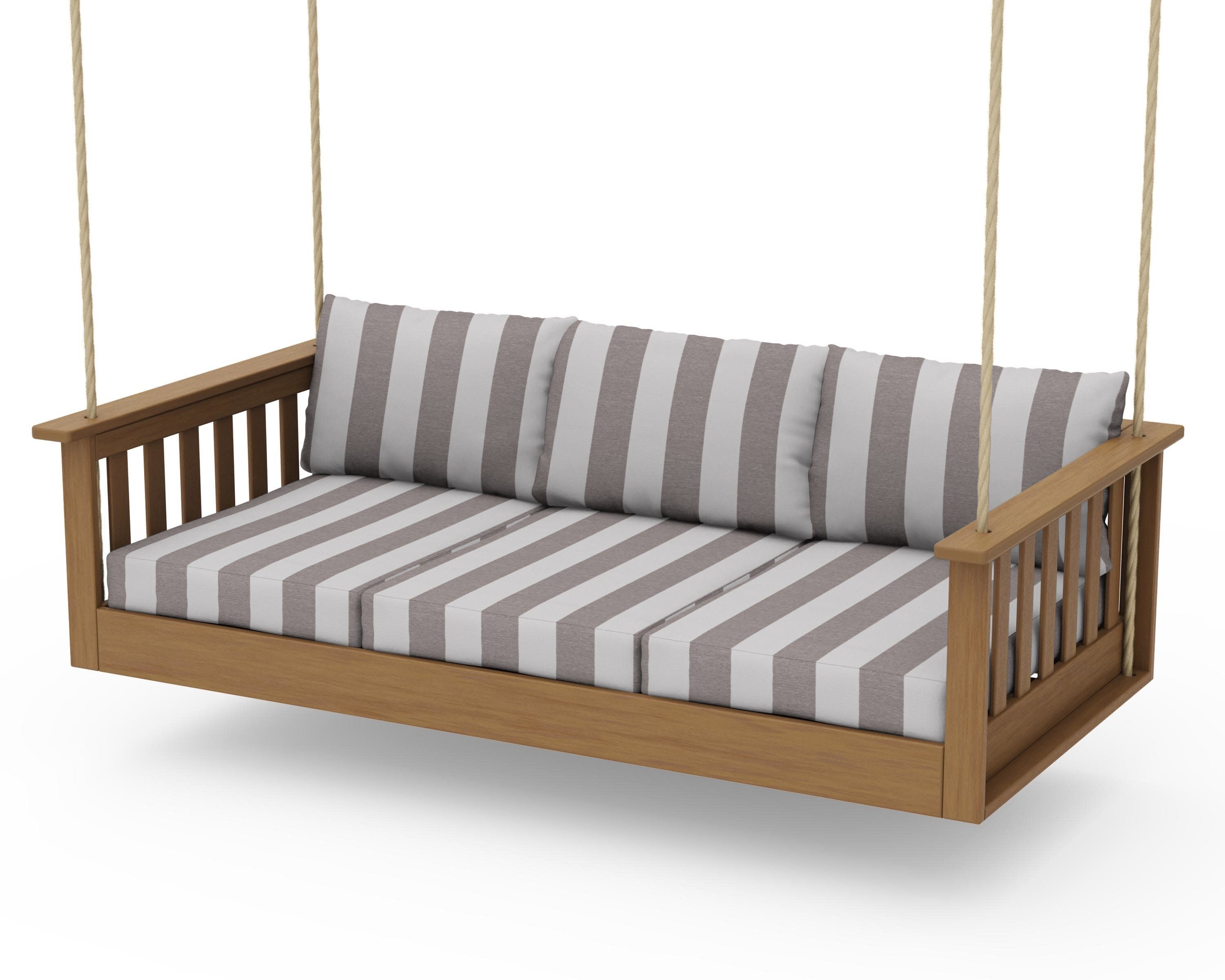 Vineyard Daybed Swing in Natural / Cabana Stripe Grey Mist