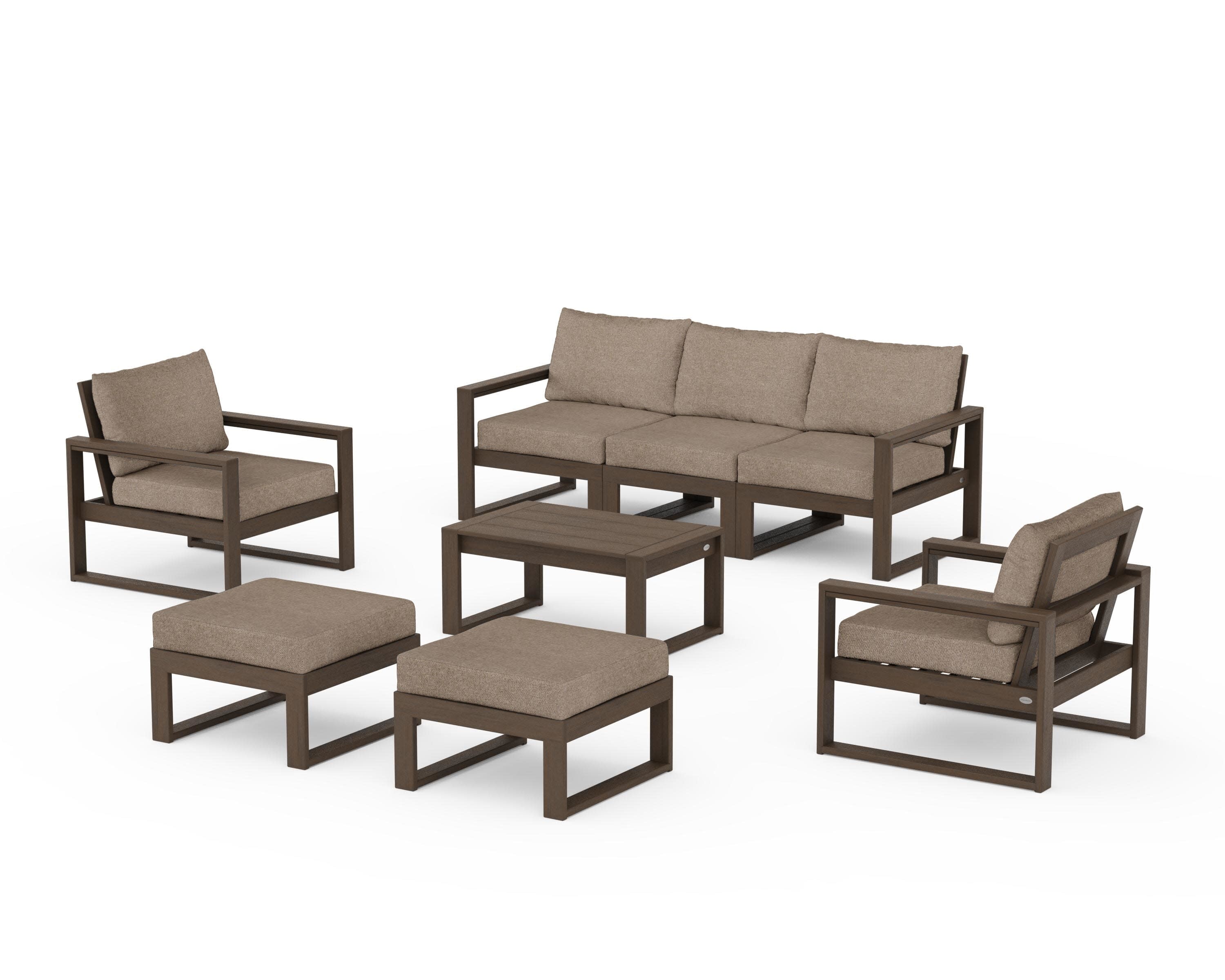 EDGE Sectional 8-Piece Lounge Sofa Set in Kona / Spiced Burlap