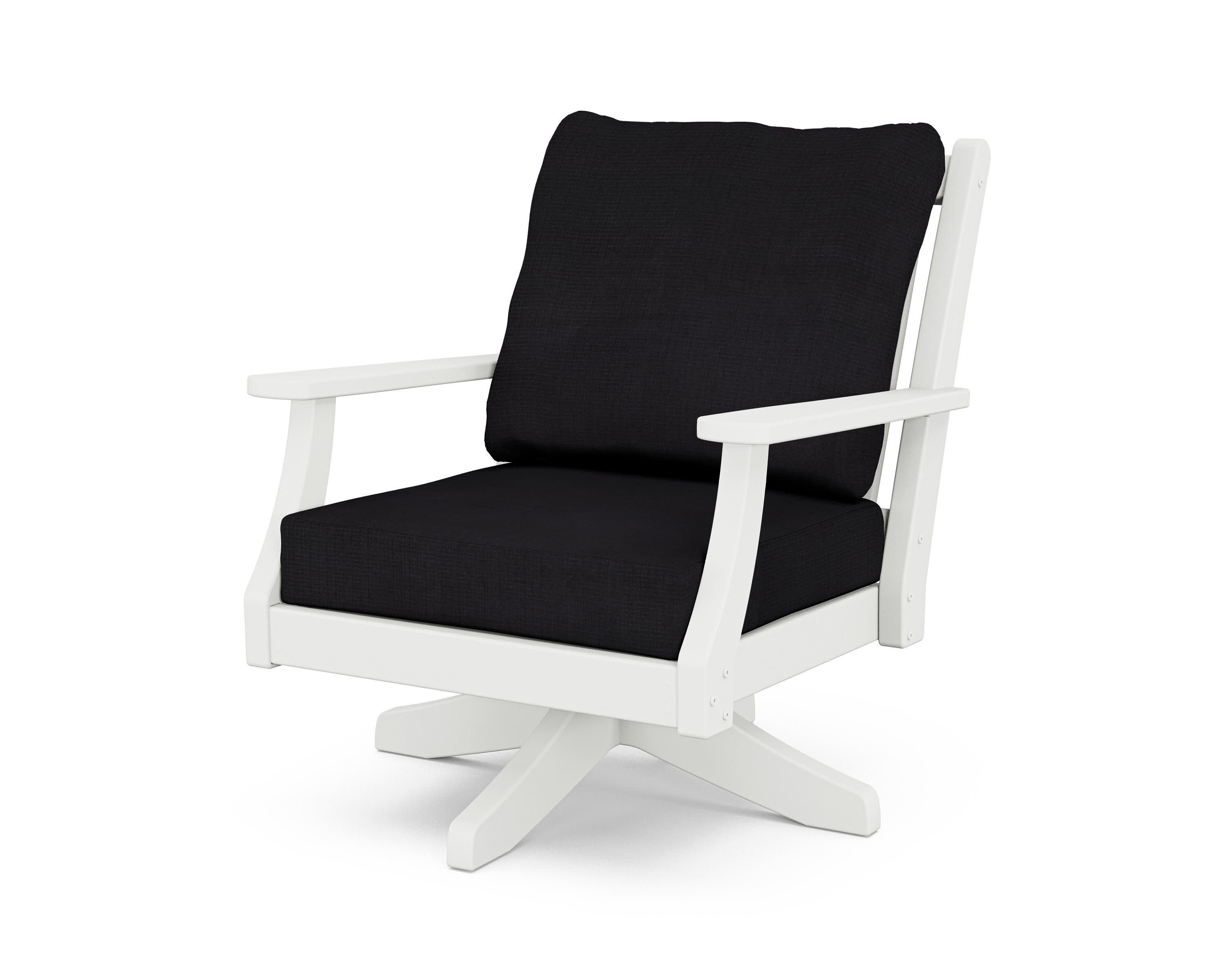 Wovendale Deep Seating Swivel Chair in White / Midnight Linen
