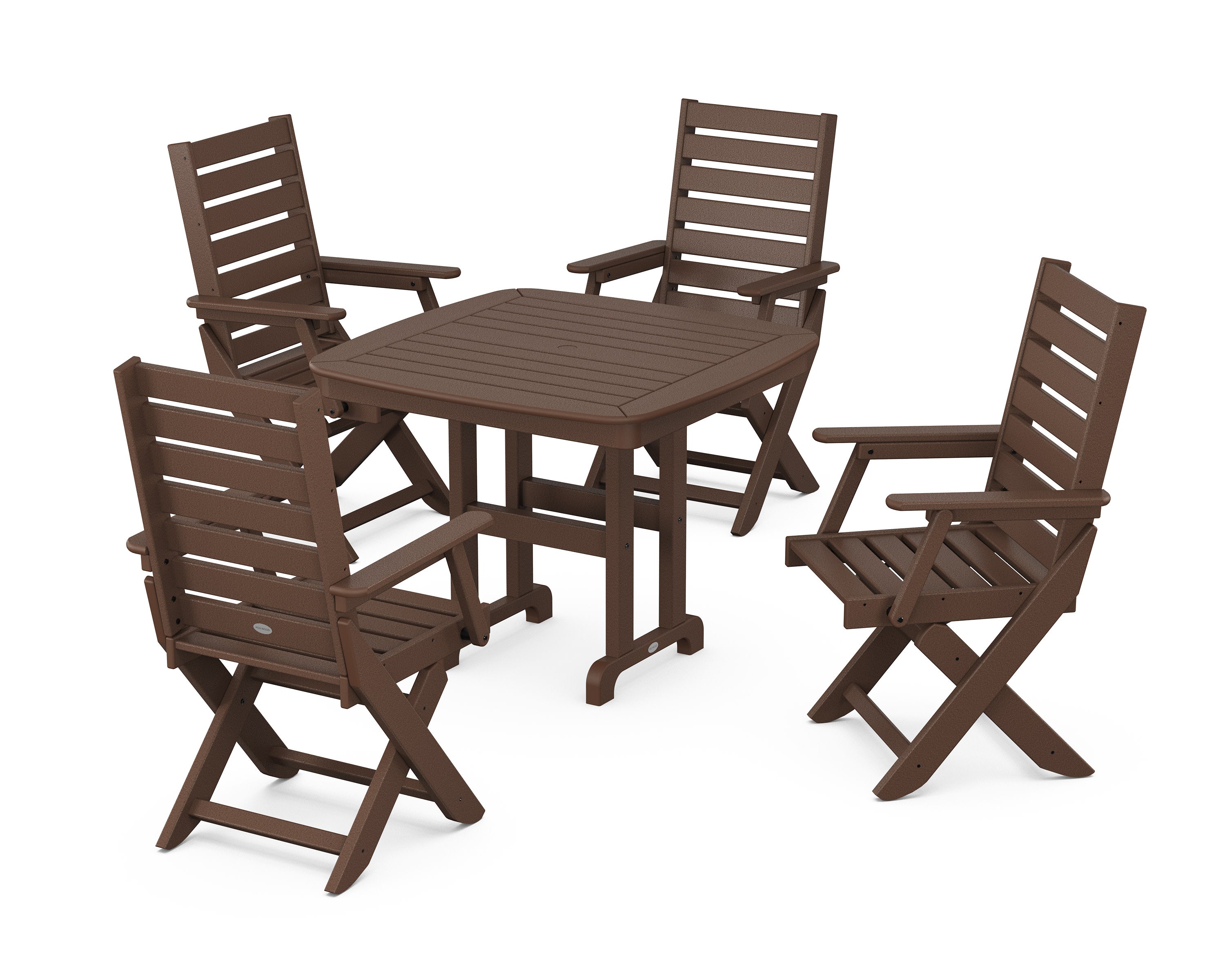 Captain Folding Chair 5-Piece Dining Set in Mahogany